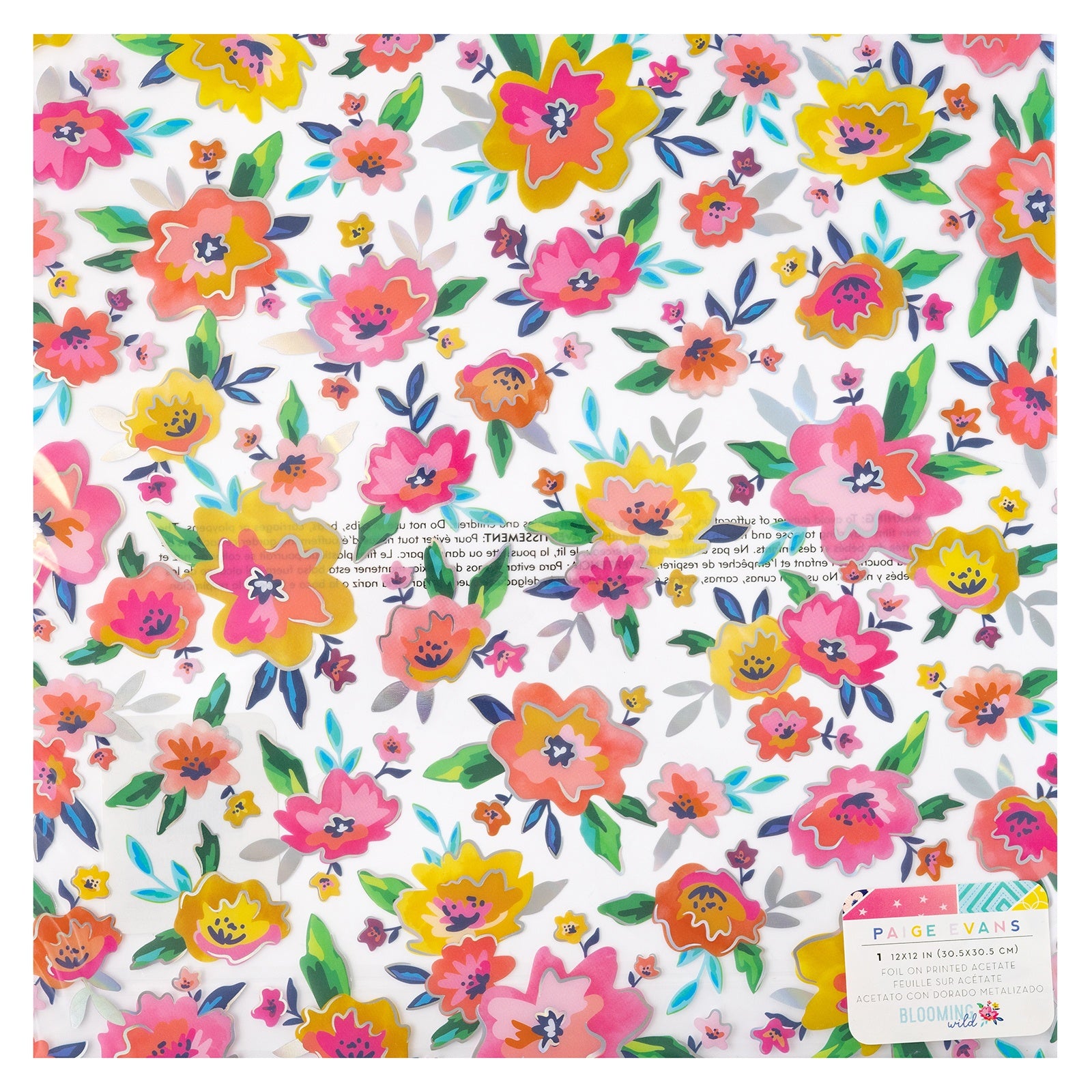 Paige Evans Blooming Wild Printed Acetate 12x12" Specialty Paper Pack