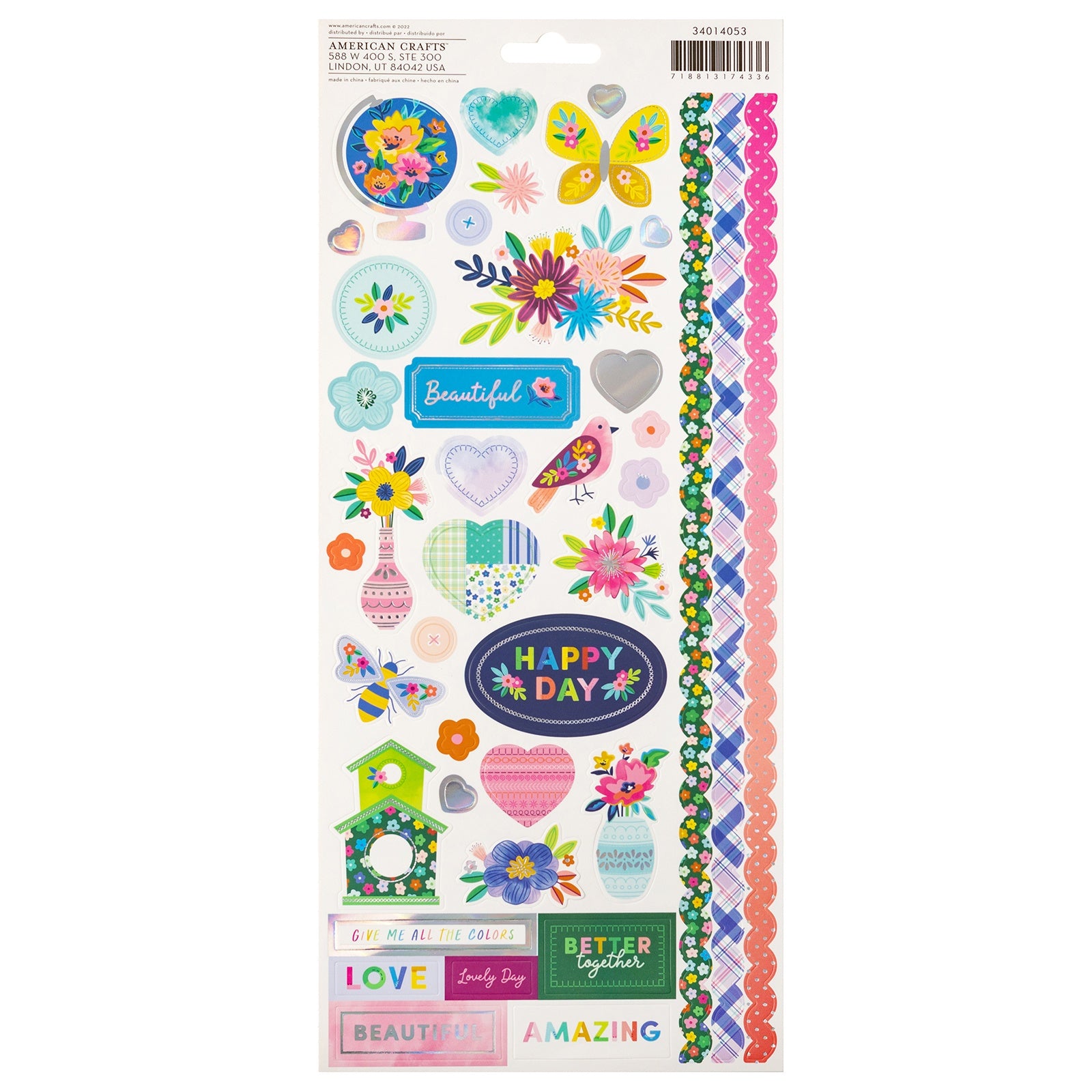 Paige Evans Blooming Wild Stickers 6"X12" Sheet 82/Pkg-W/Holographic Foil Accents