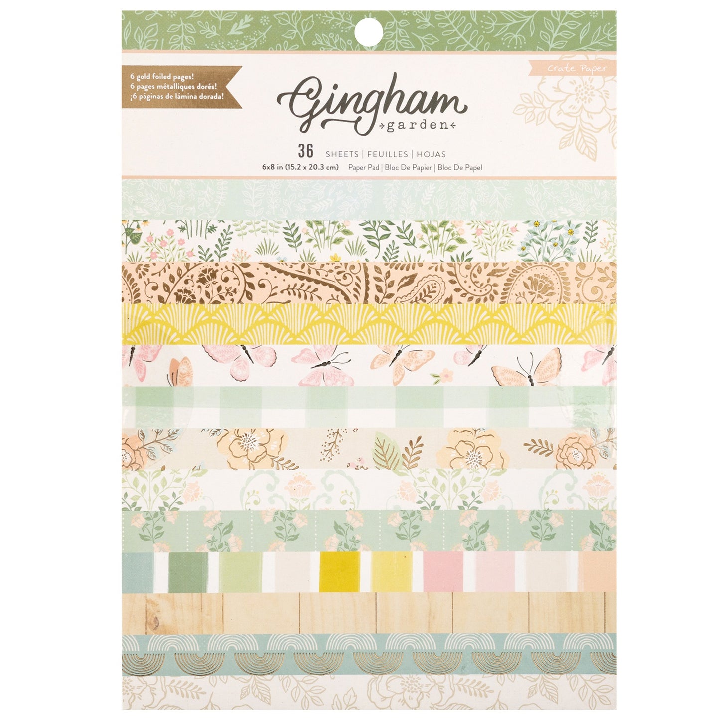 Crate Paper Single-Sided Paper Pad 6"X8" 36/Pkg-Gingham Garden
