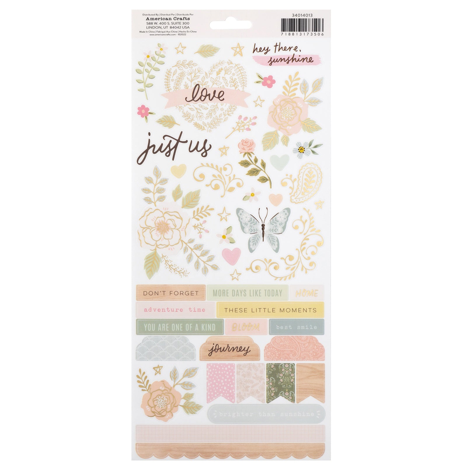 Gingham Garden Cardstock Stickers 6"X12" 91 Pack-Accents & Phrases