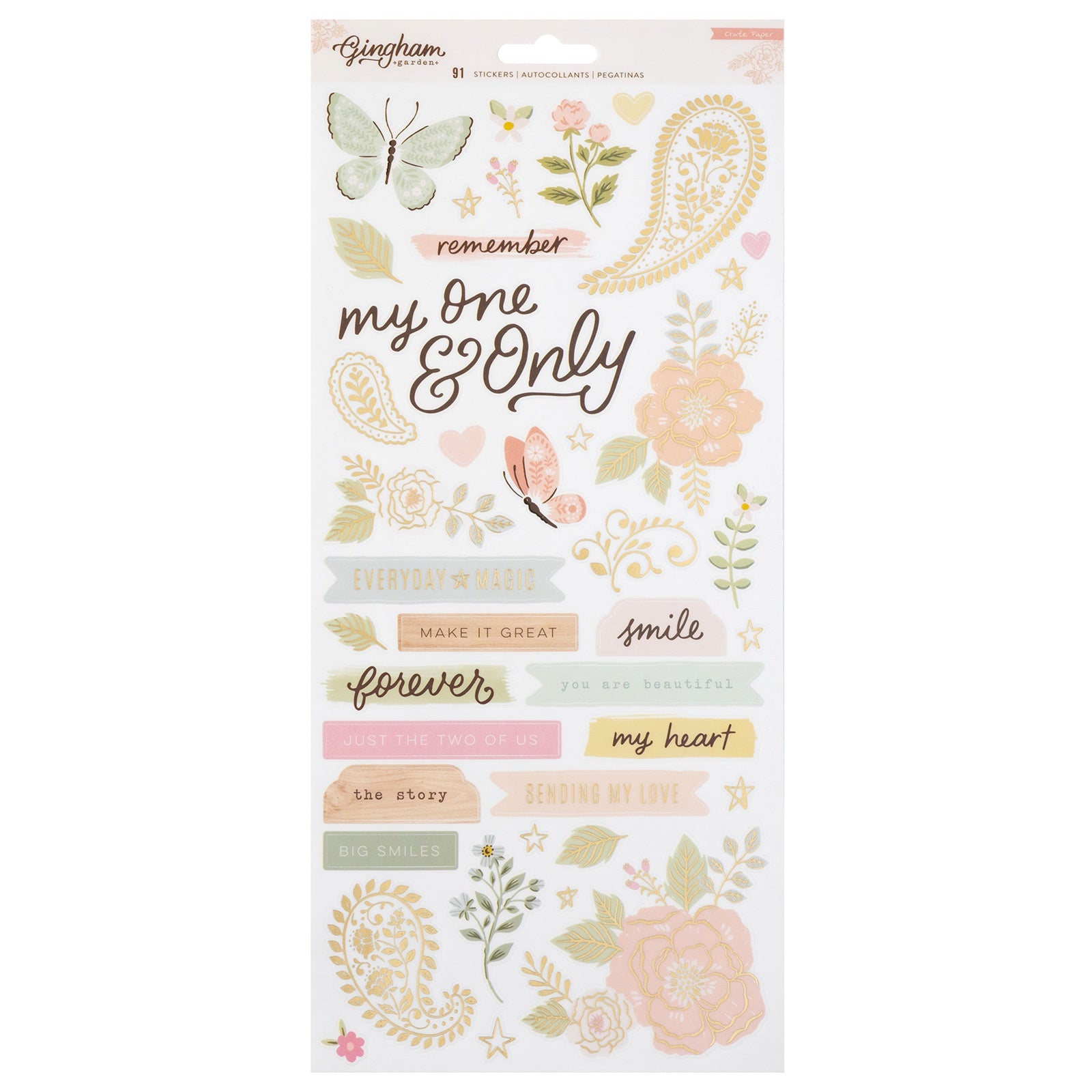 Gingham Garden Cardstock Stickers 6"X12" 91 Pack-Accents & Phrases