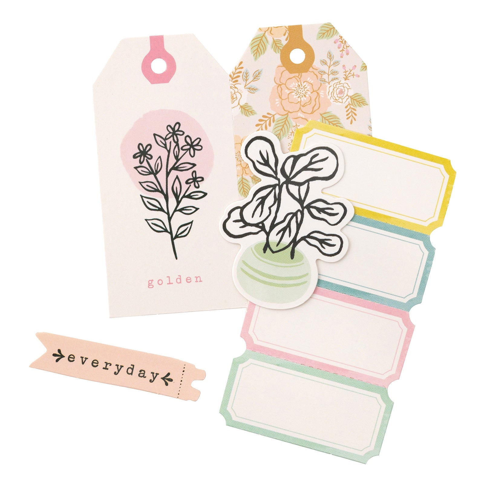 Gingham Garden Ephemera Die-Cuts 50 Pack-Icons W/Gold Foil Accents