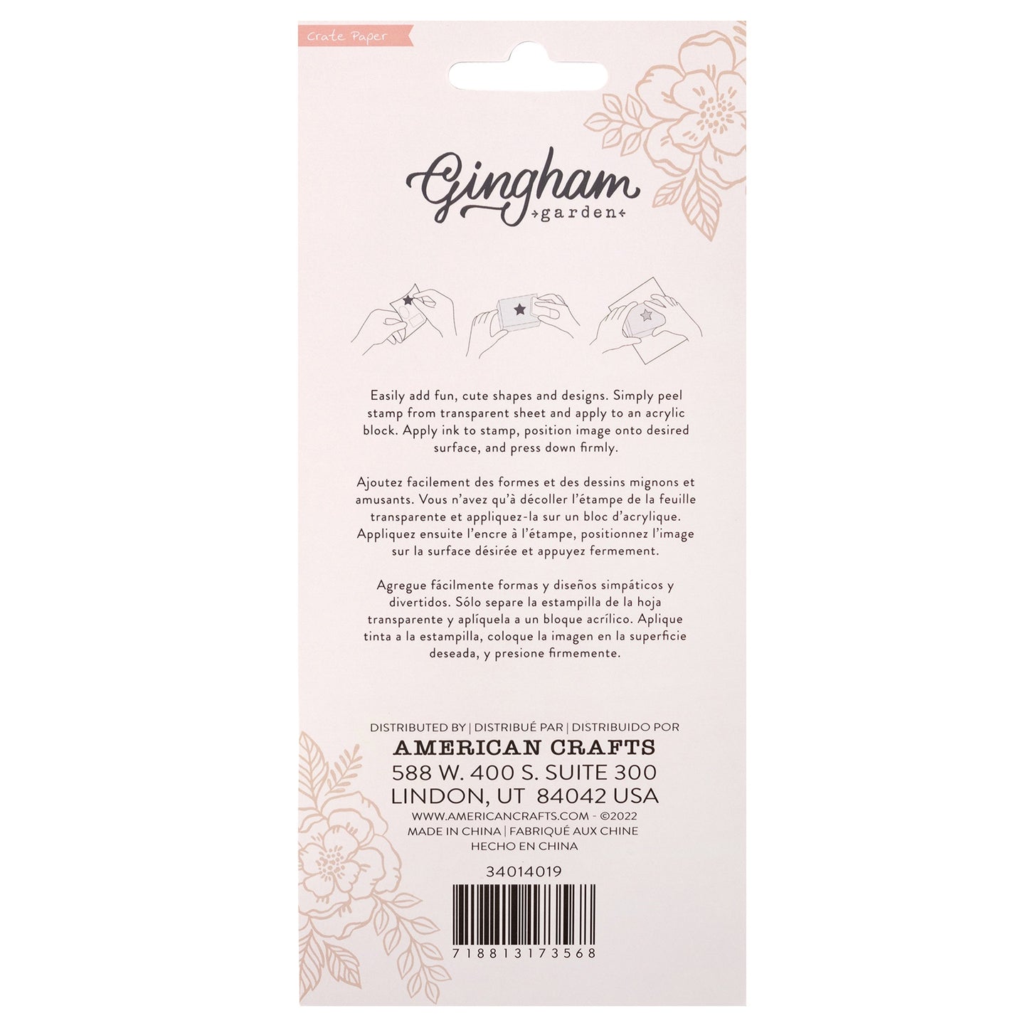 Crate Paper Gingham Garden Clear Stamps 9/Pkg
