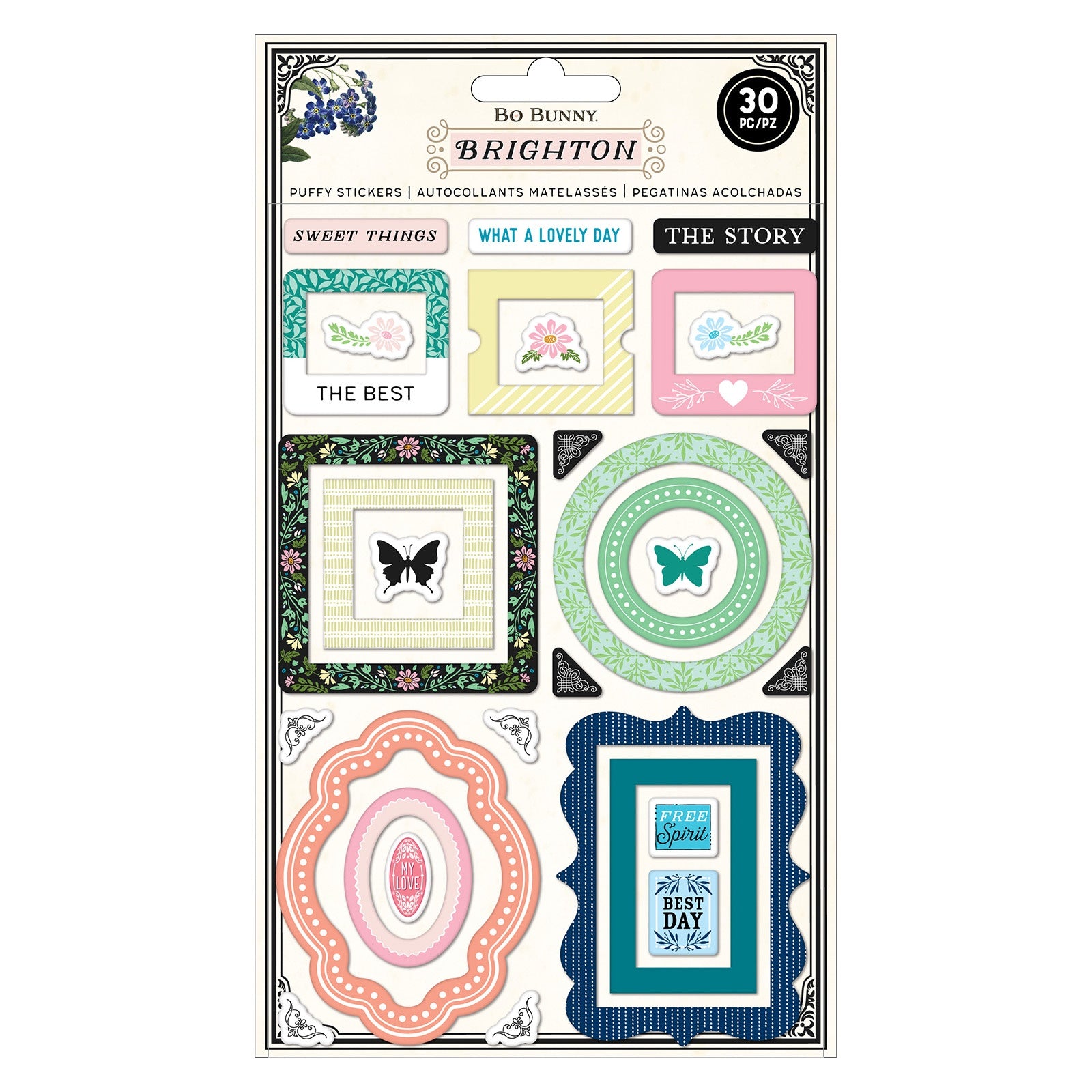 BoBunny Brighton Puffy Frames Stickers 30/Pkg