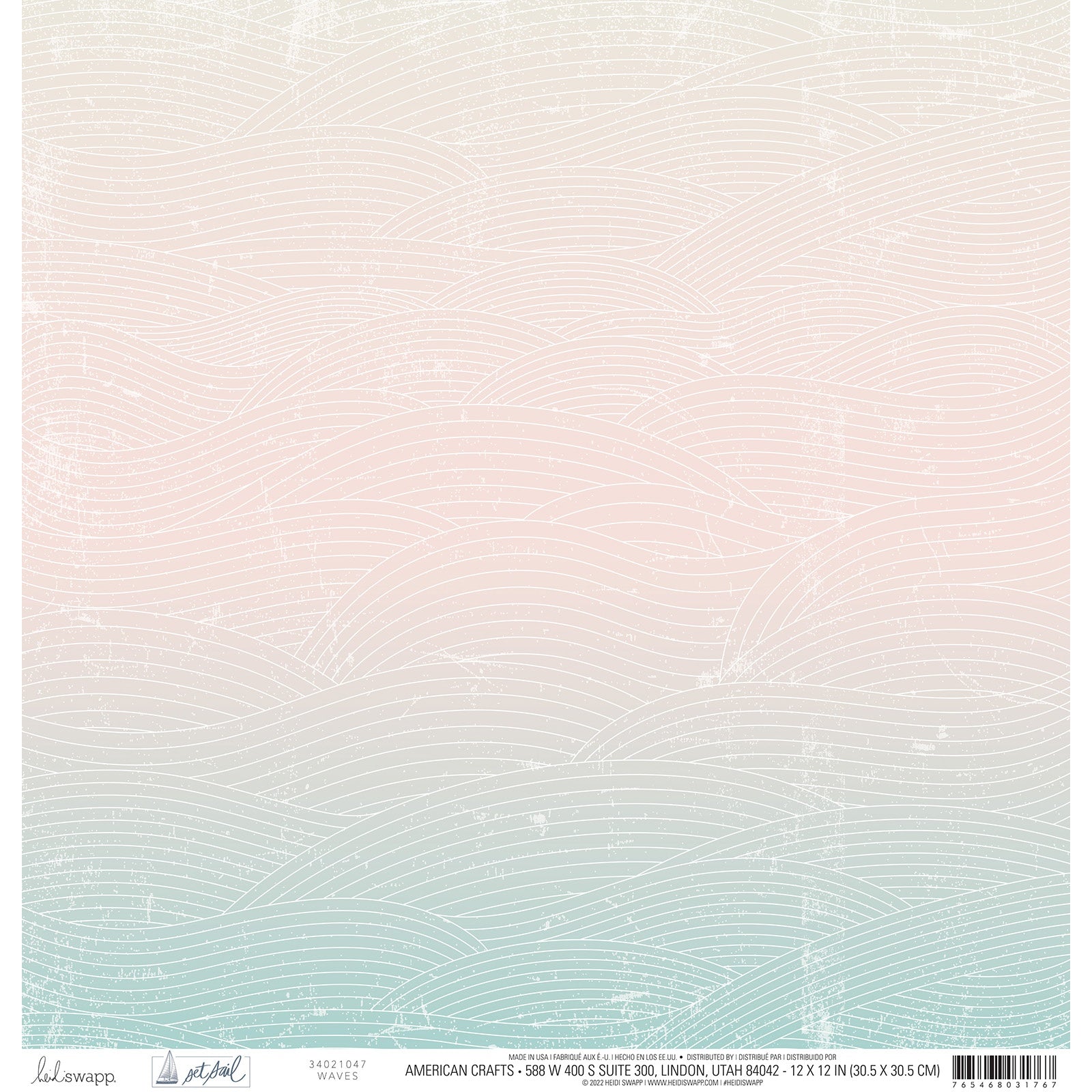 Scrapbooking Set Single Sided Paper 12 x 12, Sunset Waves Stripes