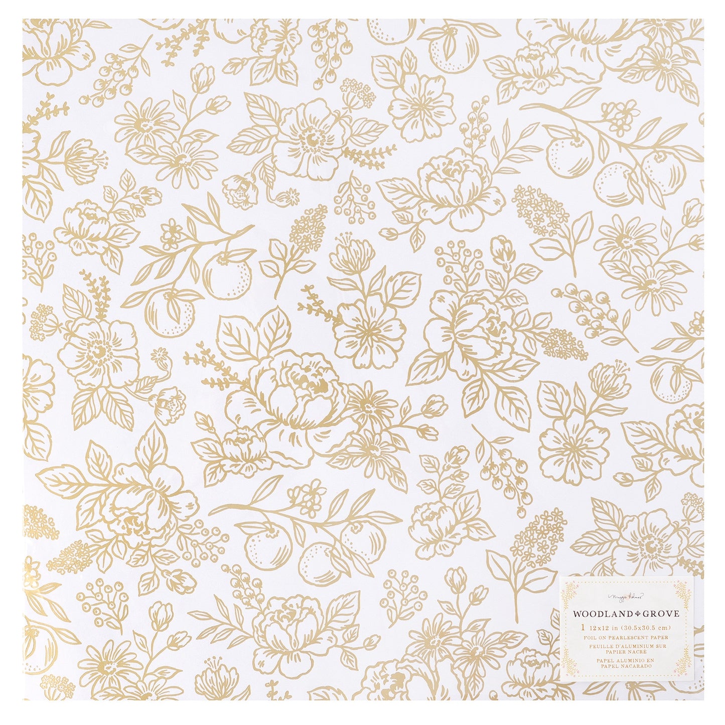 Maggie Holmes Woodland Grove Specialty Paper 12"X12"-Pearlescent W/Gold Foil