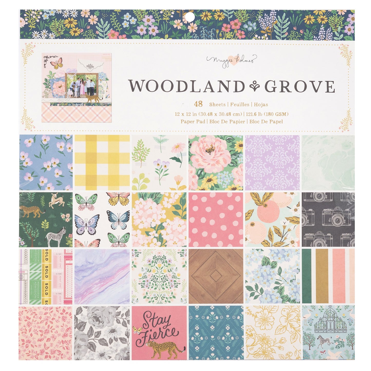 American Crafts Single-Sided Paper Pad 12"X12" 48/Pkg-Maggie Holmes Woodland Grove