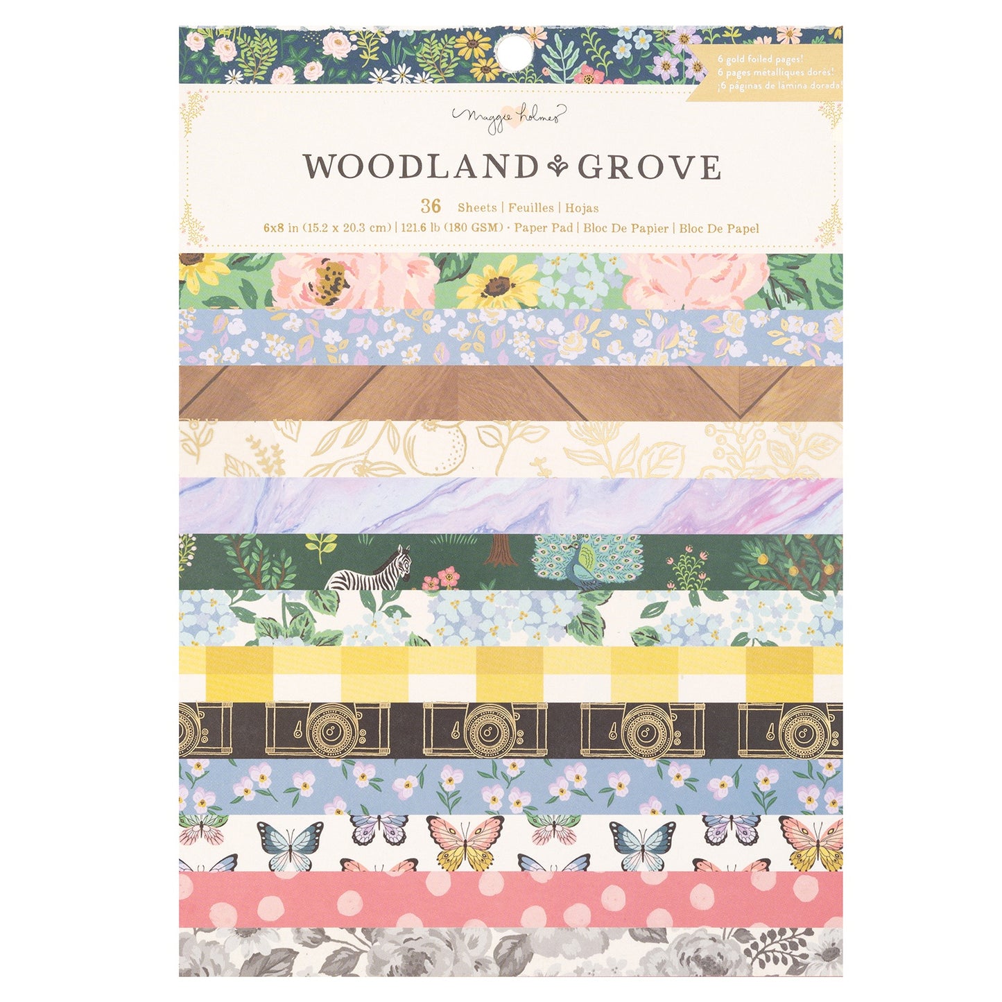 American Crafts Single-Sided Paper Pad 6"X8" 36/Pkg-Maggie Holmes Woodland Grove
