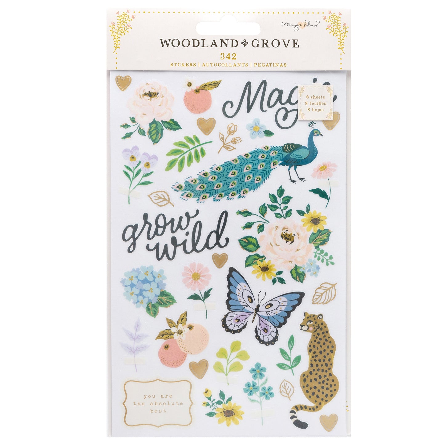 Maggie Holmes Woodland Grove Sticker Book-Gold Foil Accents 296/Pkg