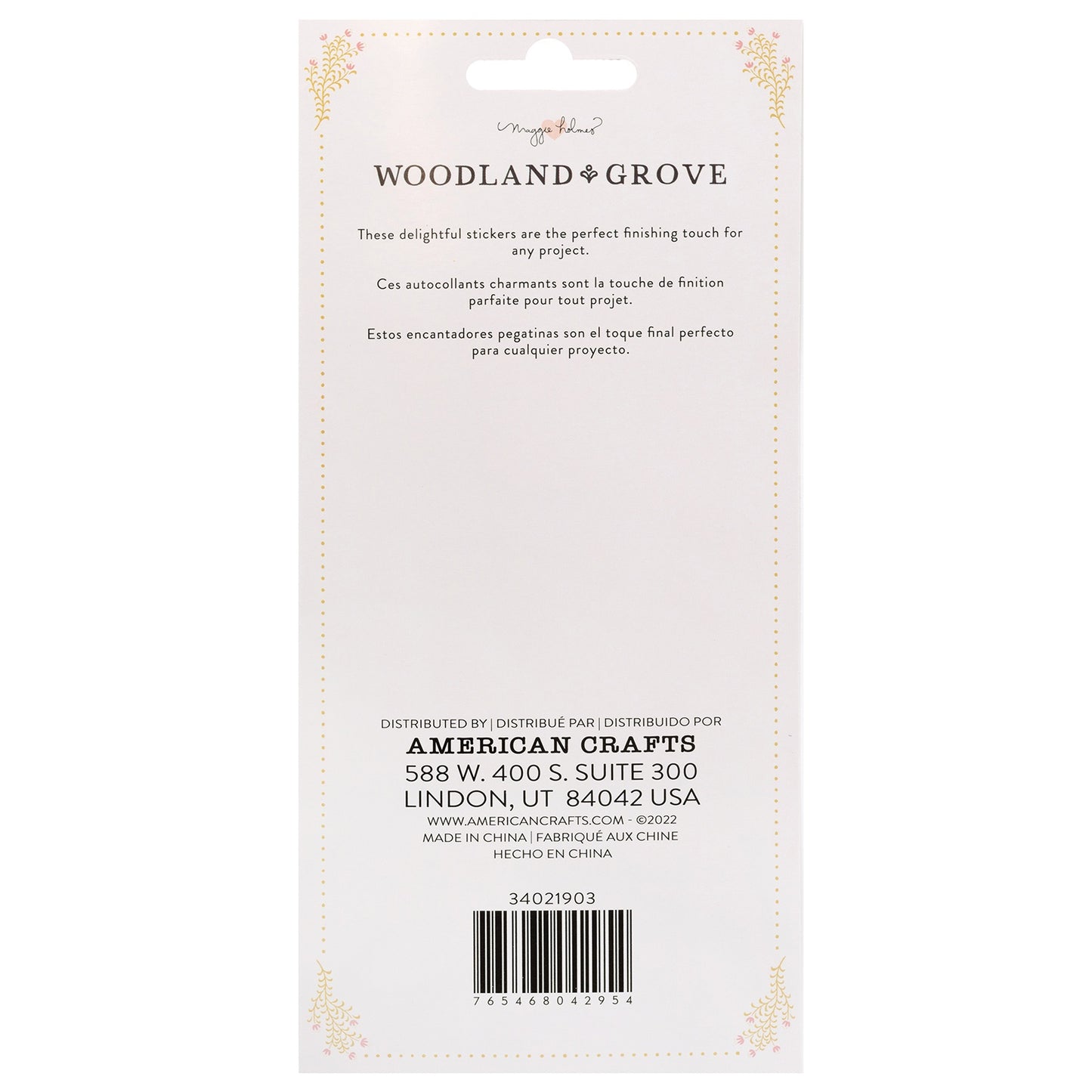 Maggie Holmes Woodland Grove Layered Stickers 6/Pkg-Gold Foil Accents