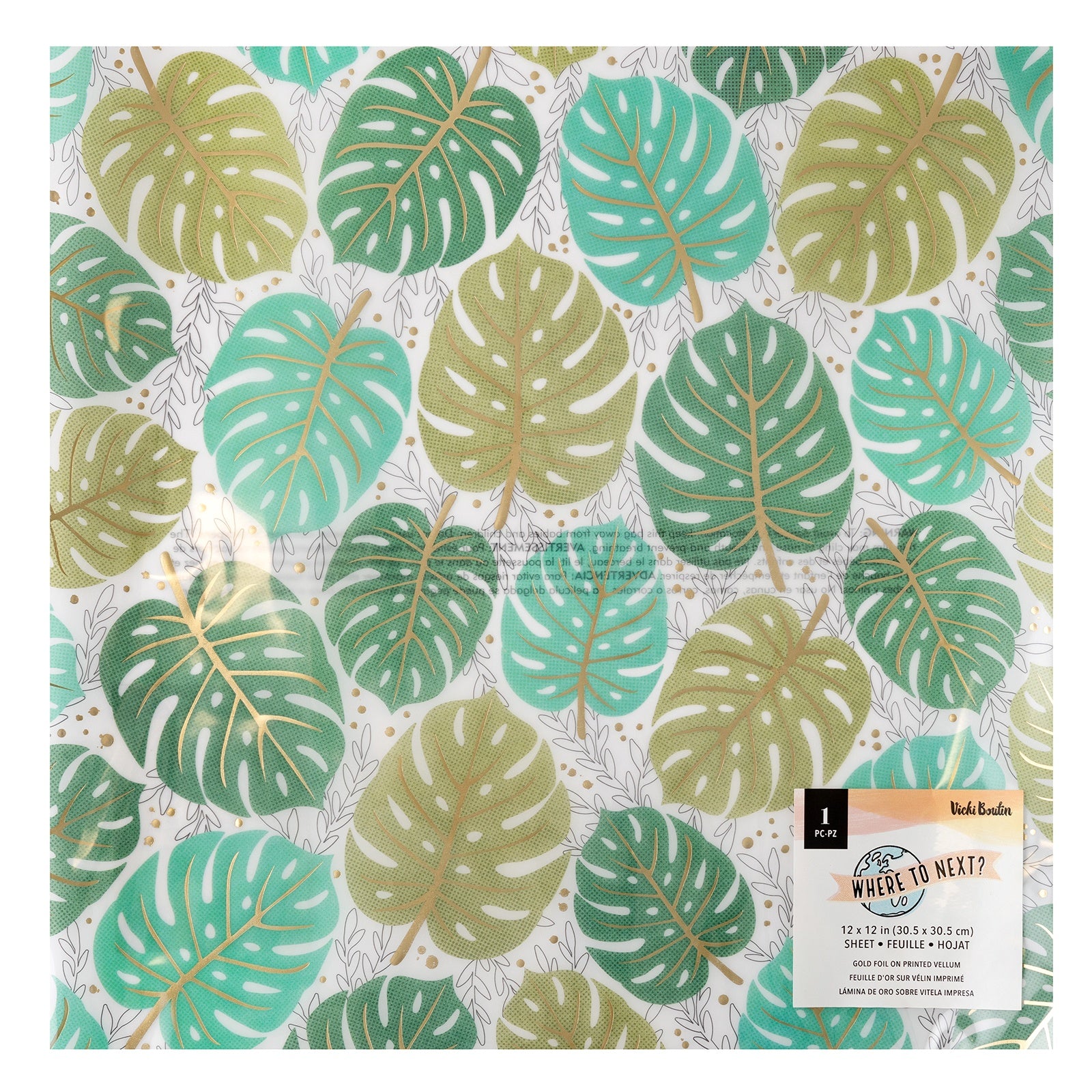 Vicki Boutin Where To Next Gold Foiled 12x12" Vellum Paper Pack