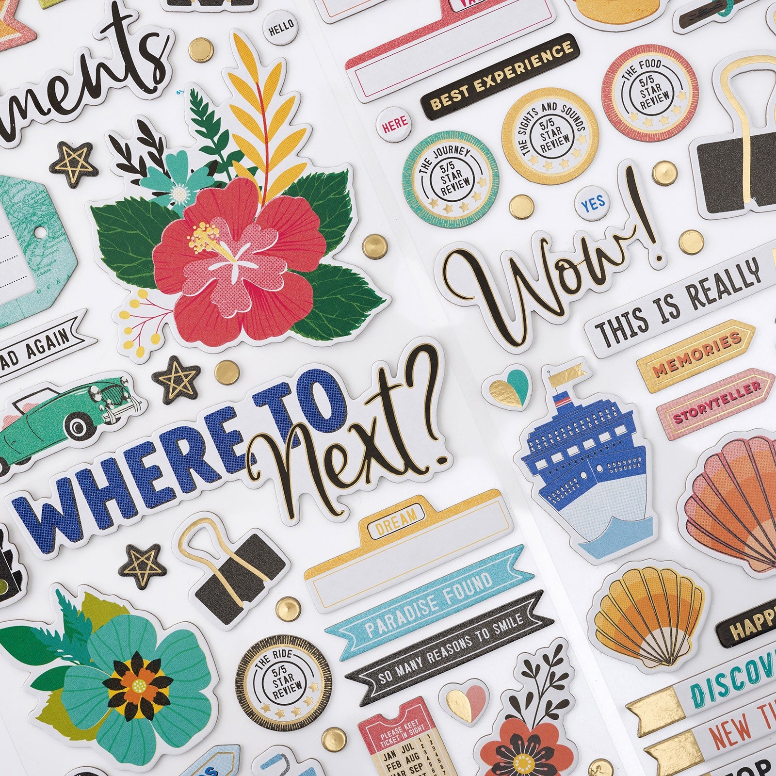 Vicki Boutin Where To Next Thickers Stickers 88/Pkg-Happy Life Phrase/Chipboard