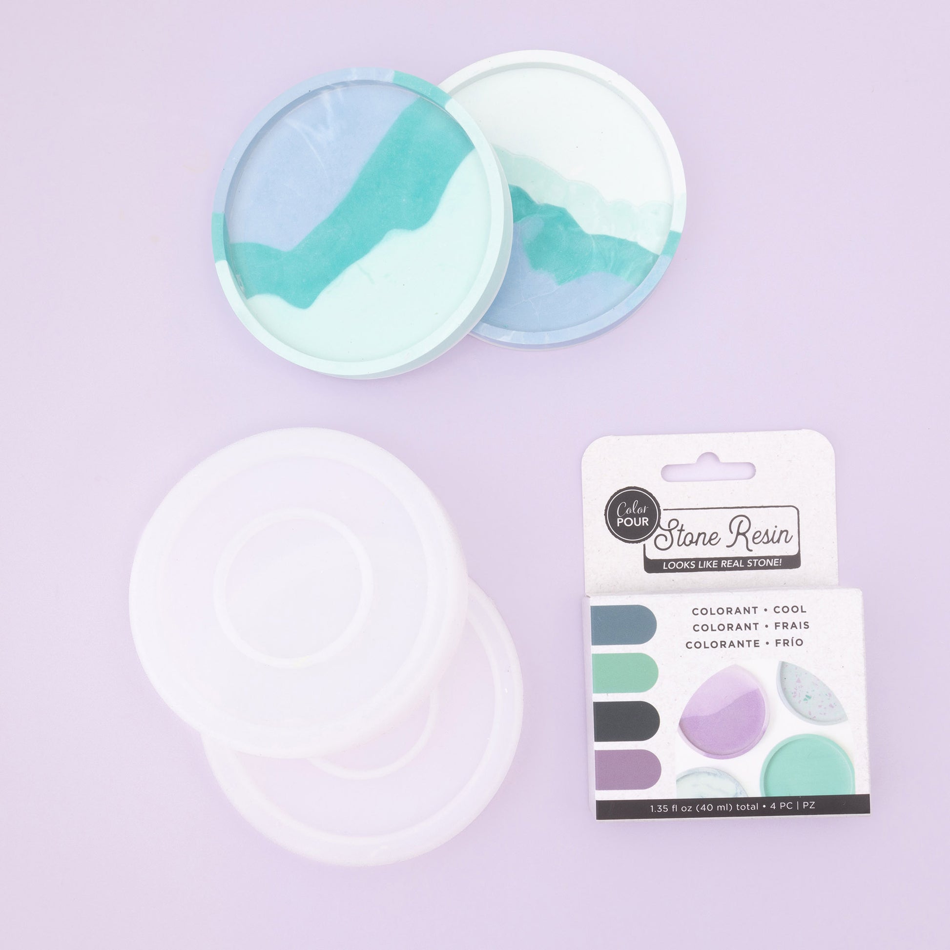 AC Color Pour Round Stone Resin Coaster Kit