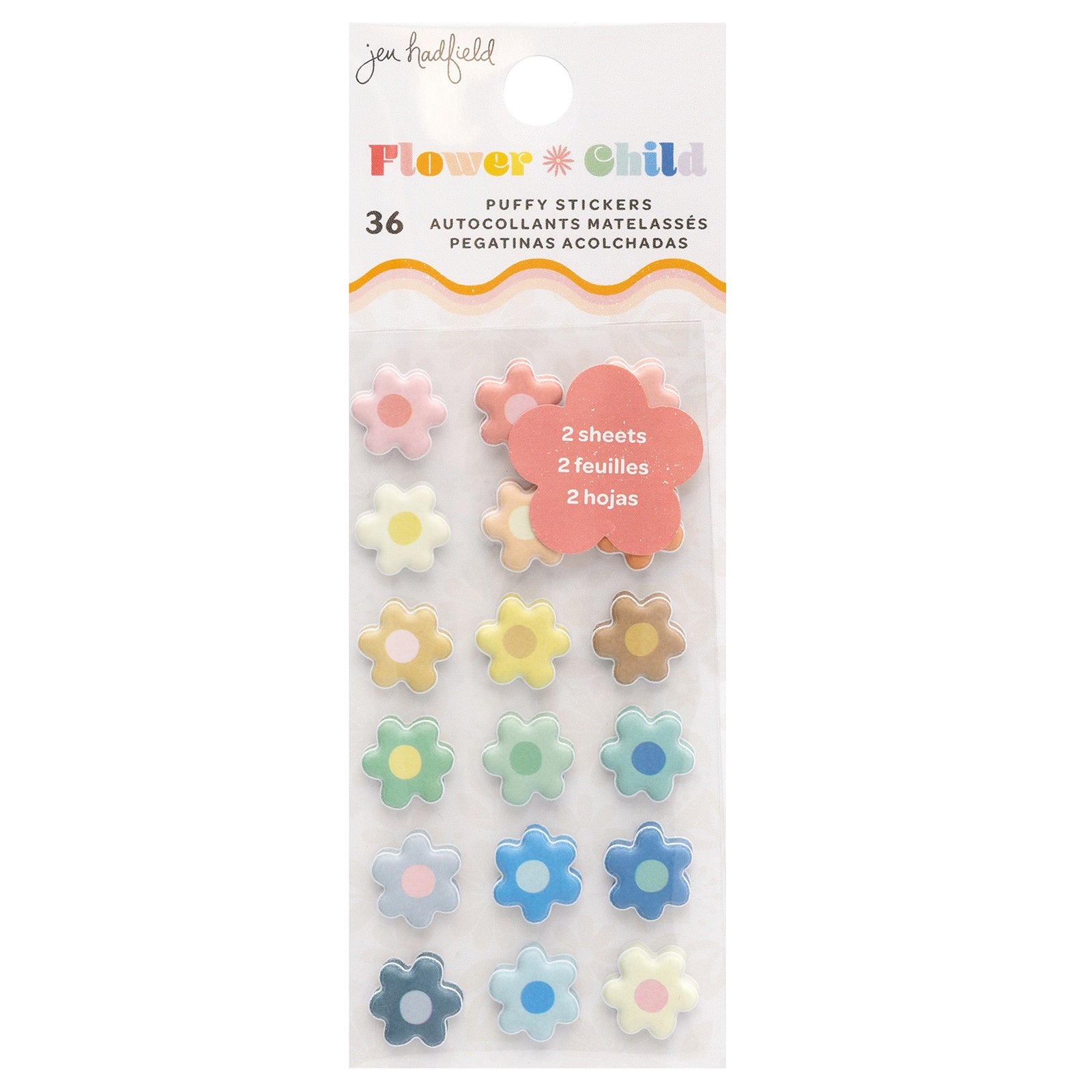 Jen Hadfield Flower Child Mini Puffy Stickers 36/Pkg