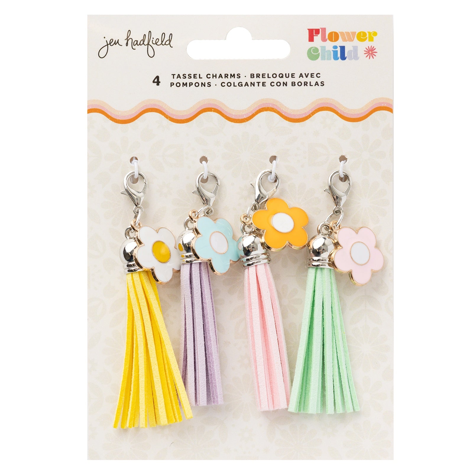 Jen Hadfield Flower Child Enamel Charm Tassels-4 Pack