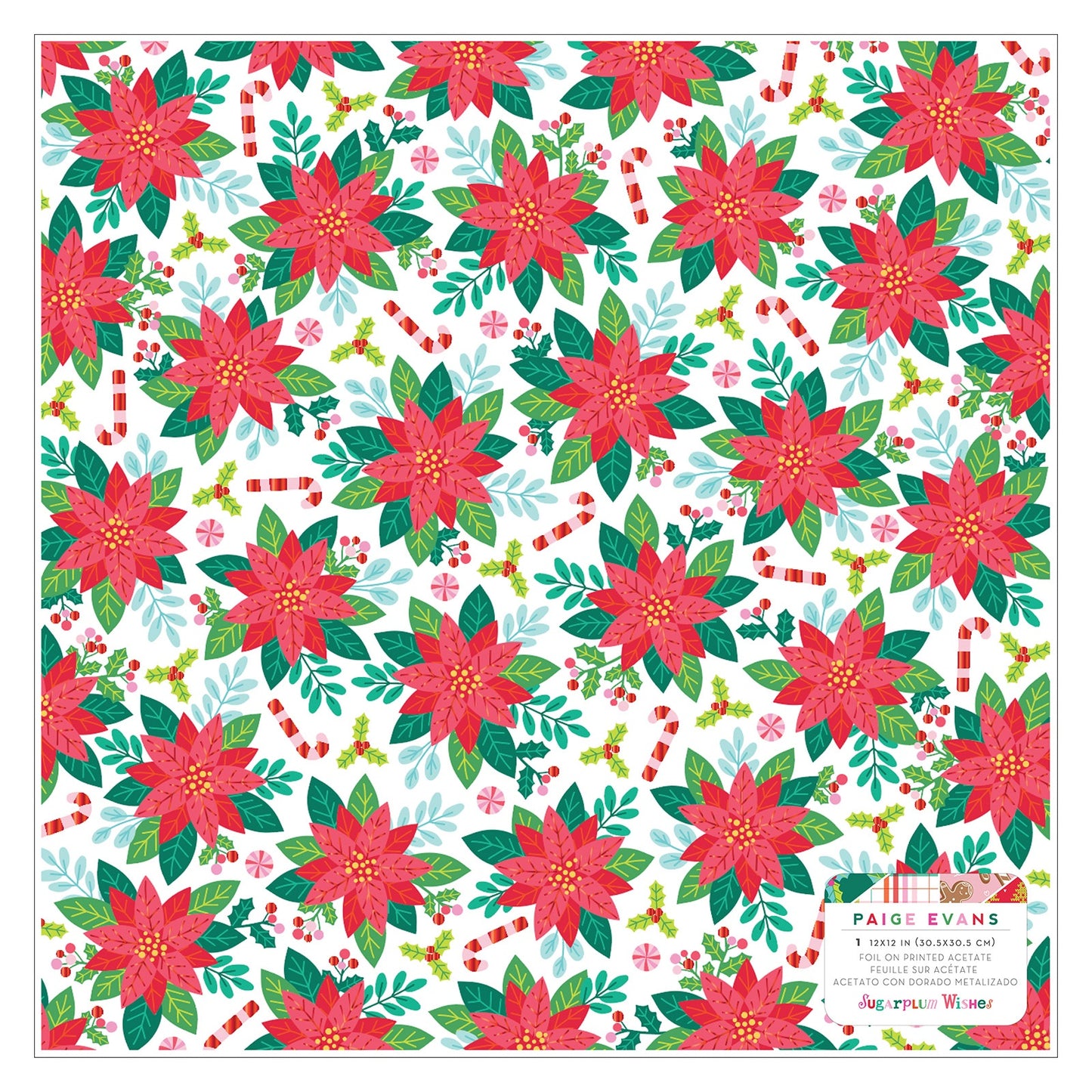 Paige Evans Sugarplum Wishes Specialty Paper 12"X12"-Acetate W/Red Foil