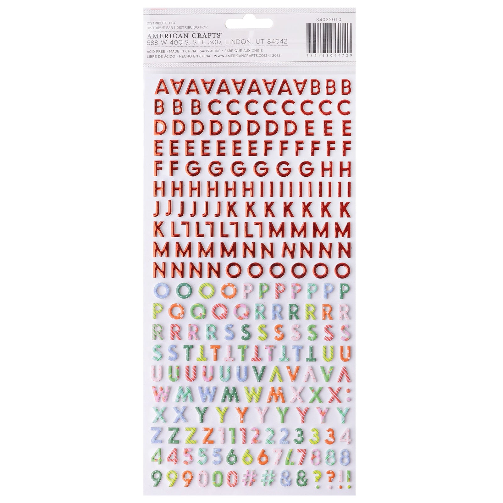 American Crafts Thickers Foam Alphabet Stickers, White
