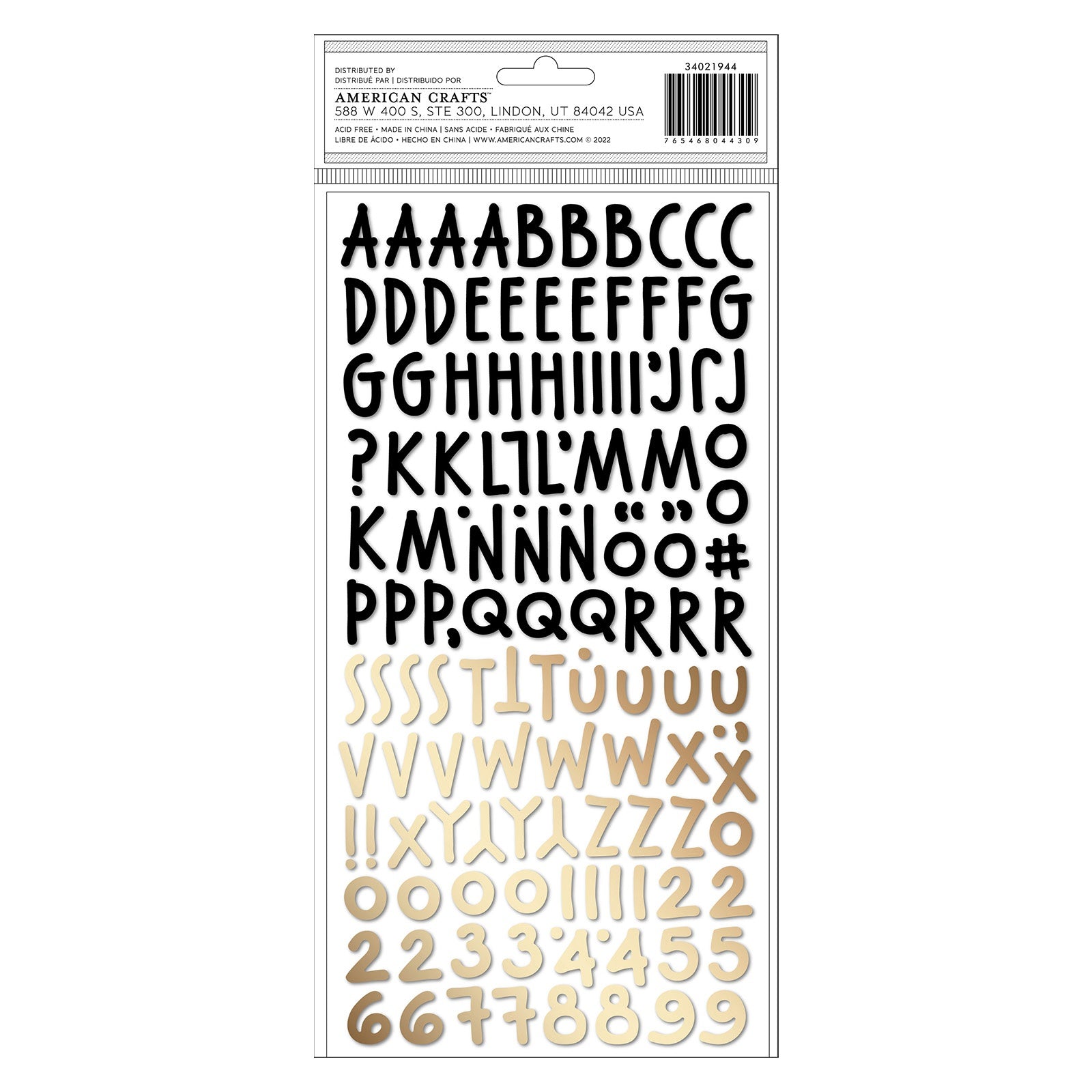 Vicki Boutin Peppermint Kisses Thickers Alphabet Stickers with Gold Foil - 268 pcs