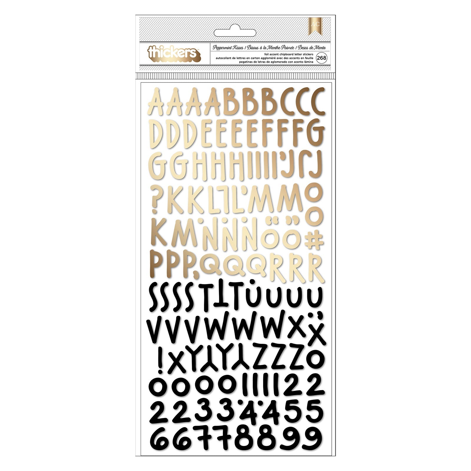Vicki Boutin Peppermint Kisses Thickers Alphabet Stickers with Gold Foil - 268 pcs