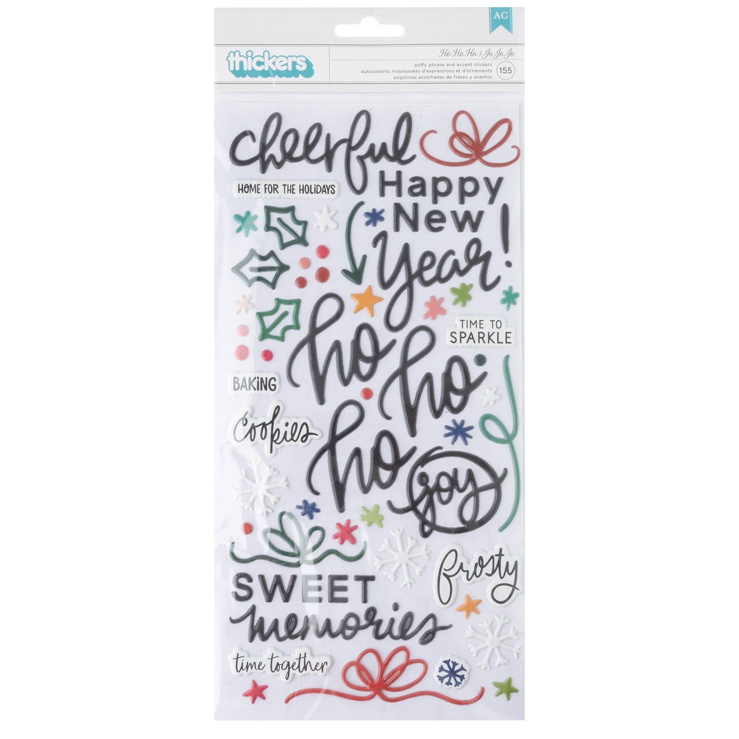 Vicki Boutin Peppermint Kisses Thickers Ho Ho Ho Phrase Stickers - 155 pcs
