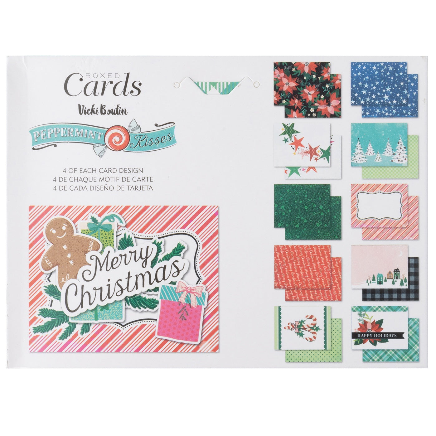 Vicki Boutin Boxed Cards - Peppermint Kisses A2 Cards with Envelopes, 40 sets