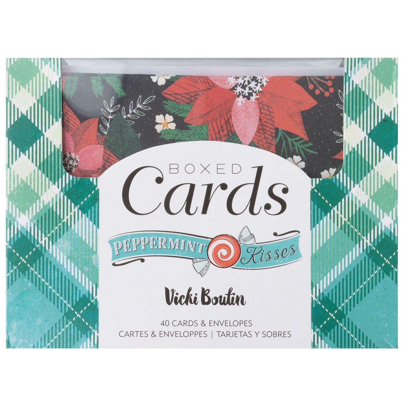Vicki Boutin Boxed Cards - Peppermint Kisses A2 Cards with Envelopes, 40 sets