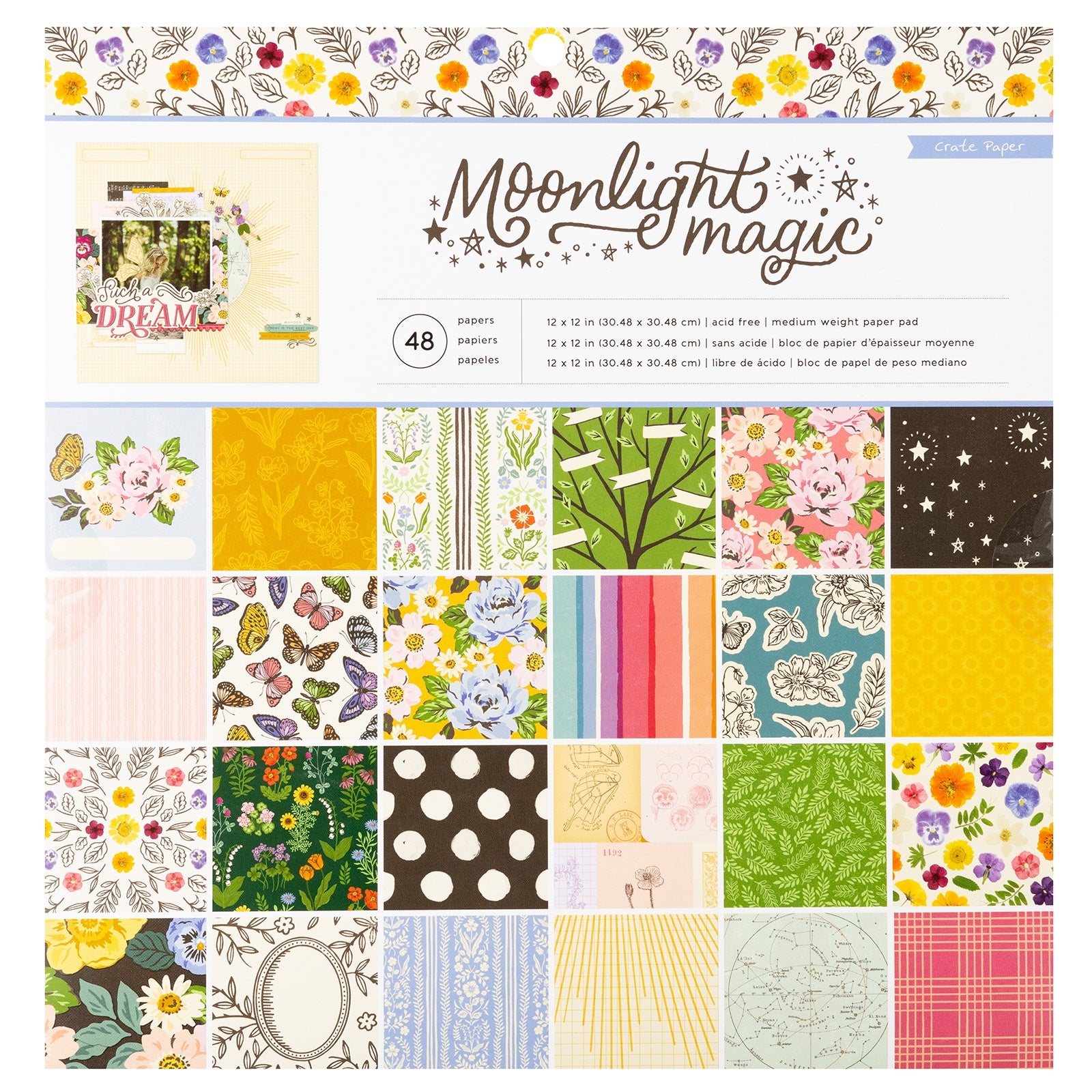 Crate Paper Moonlight Magic 12x12" Single-Sided Paper Pad