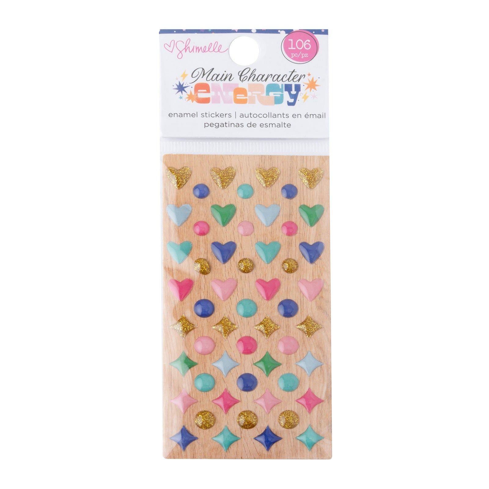 Shimelle Main Character Energy Stickers  - Enamel Dots - Gold Glitter, 106 Piece
