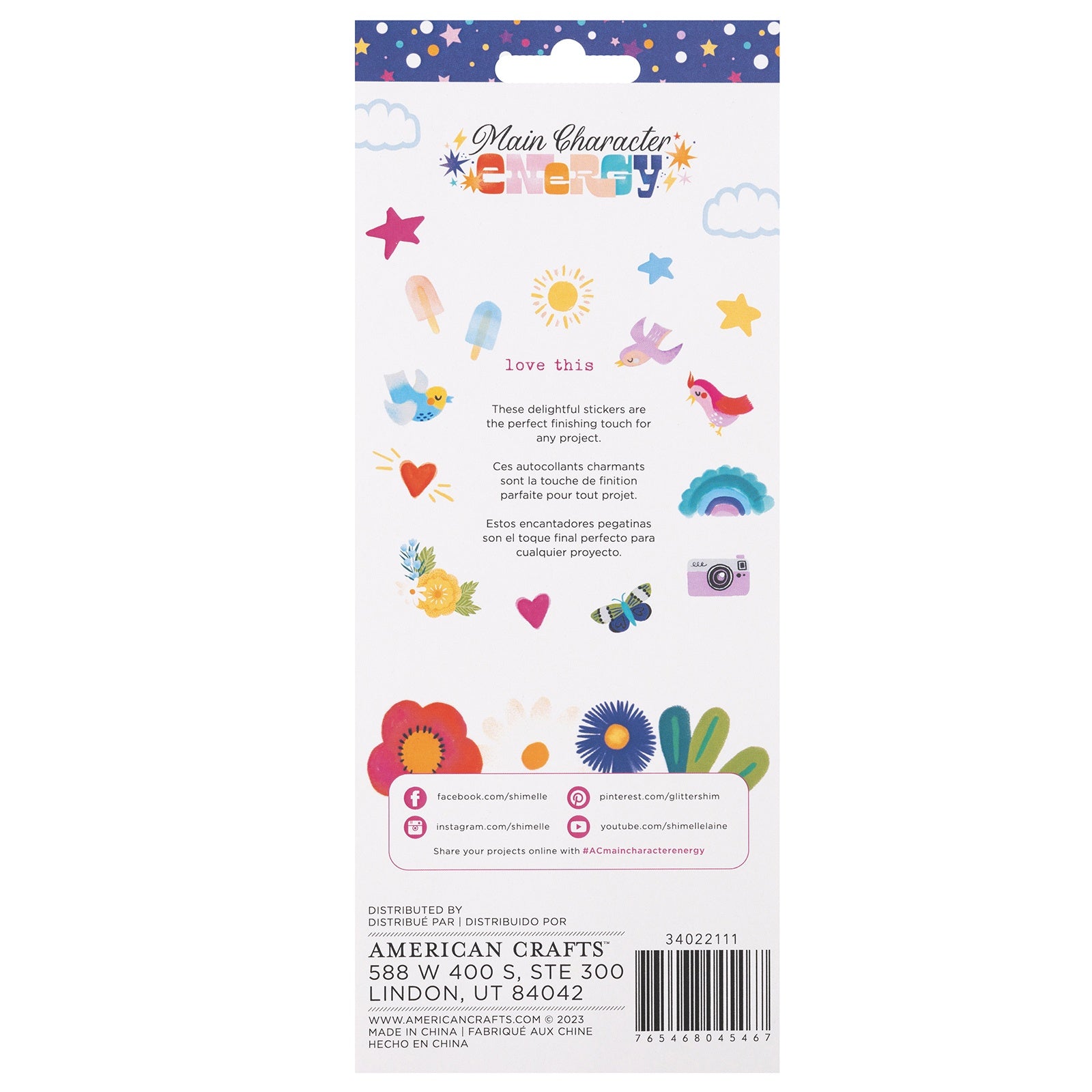 Shimelle Main Character Energy Mini Puffy Sticker Pack, 60 pcs