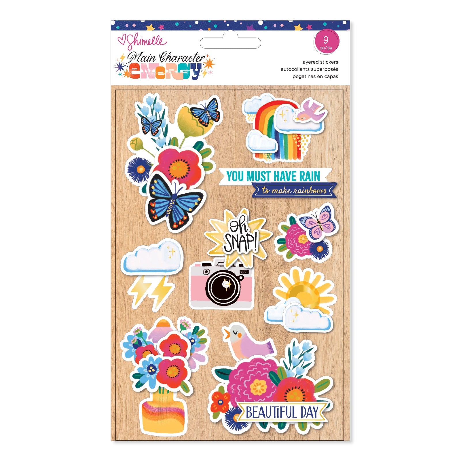 Shimelle Main Character Energy Stickers,  Layered - Gold Foil,  9 Piece