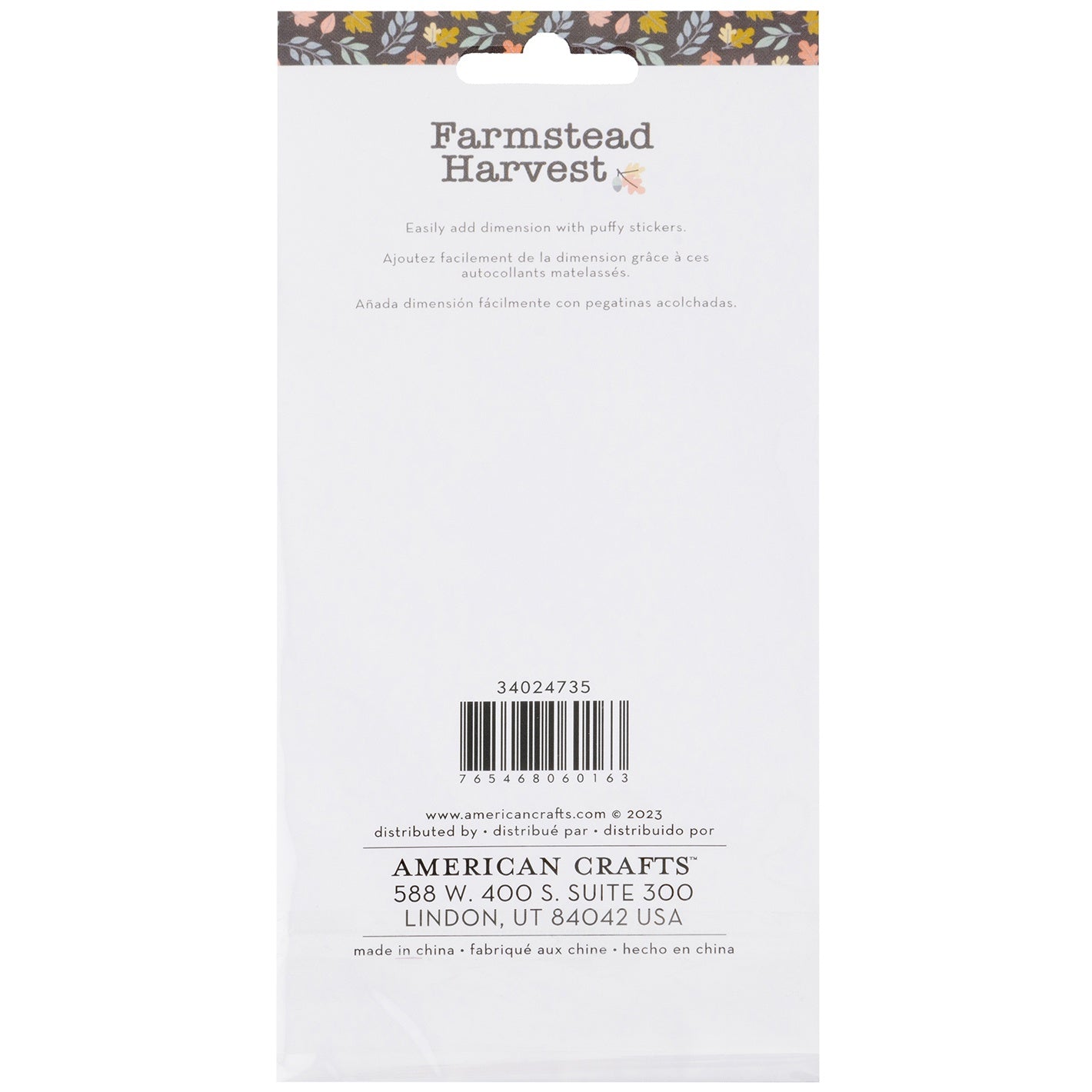 American Crafts Farmstead Harvest Stickers - Puffy Alpha, 97 pcs