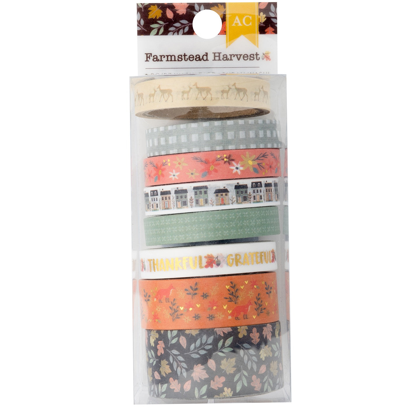 American Crafts Farmstead Harvest Gold Foil Washi Tape - 8 Pack