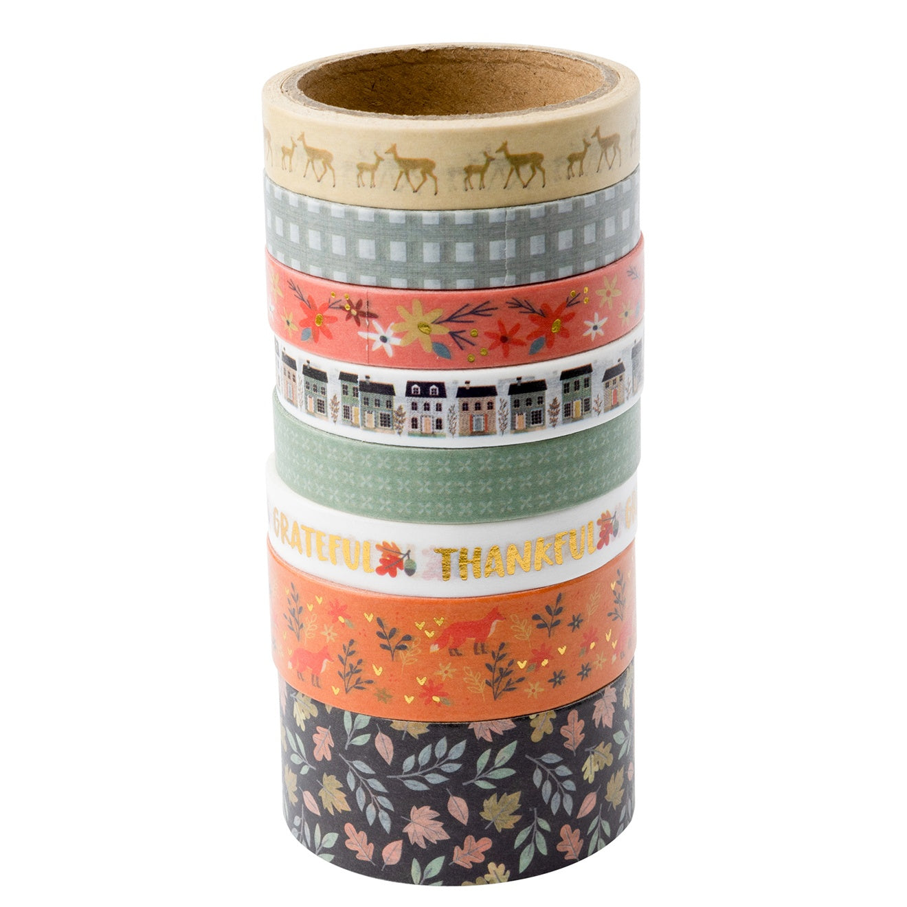 American Crafts Farmstead Harvest Gold Foil Washi Tape - 8 Pack