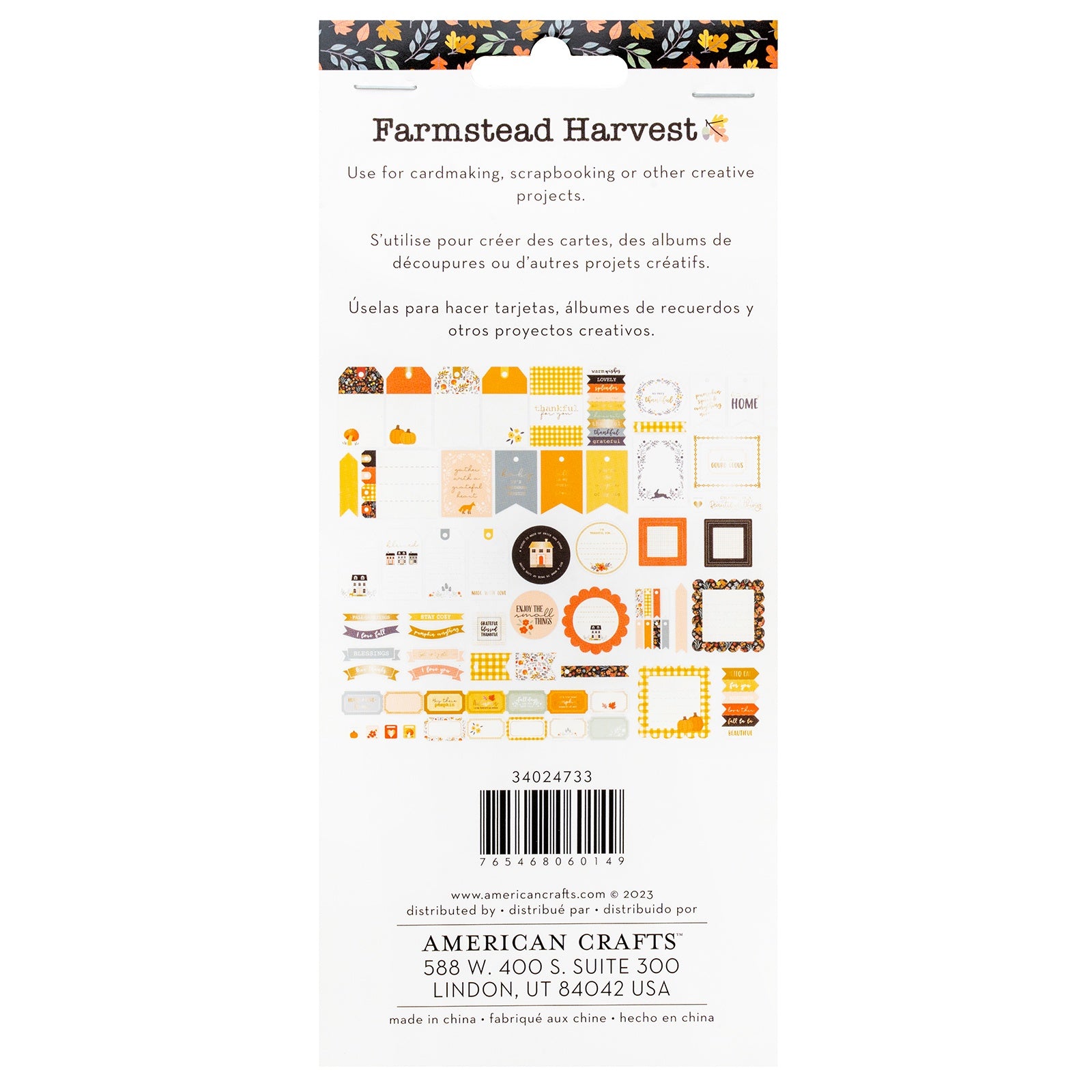 American Crafts Farmstead Harvest Ephemera Die Cuts - Journaling - Gold Foil, 62 Pieces