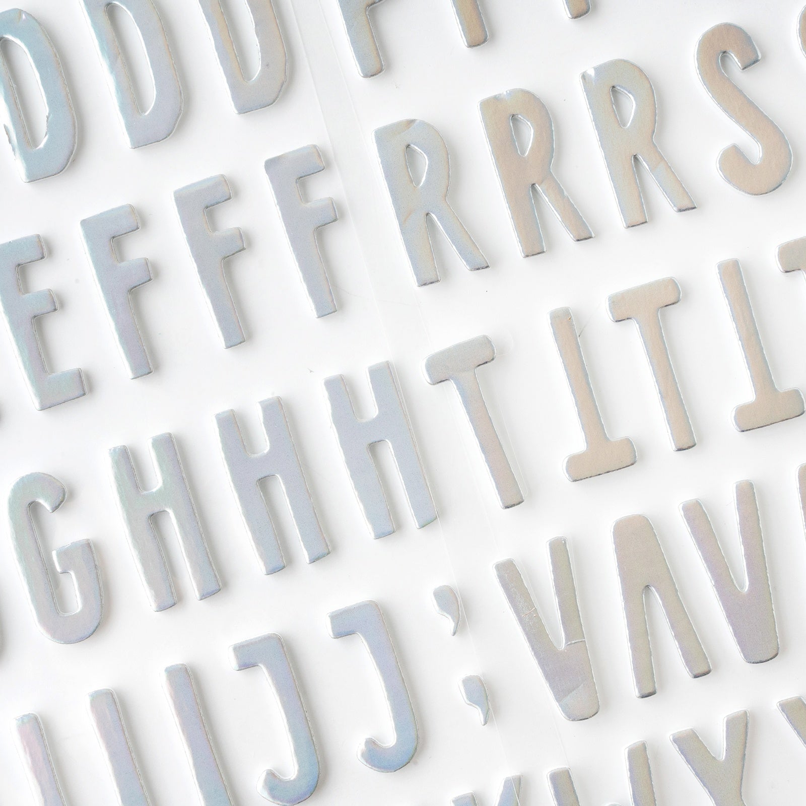 Thickers Silver Alphabet Stickers with Holographic Foil, 139 pcs