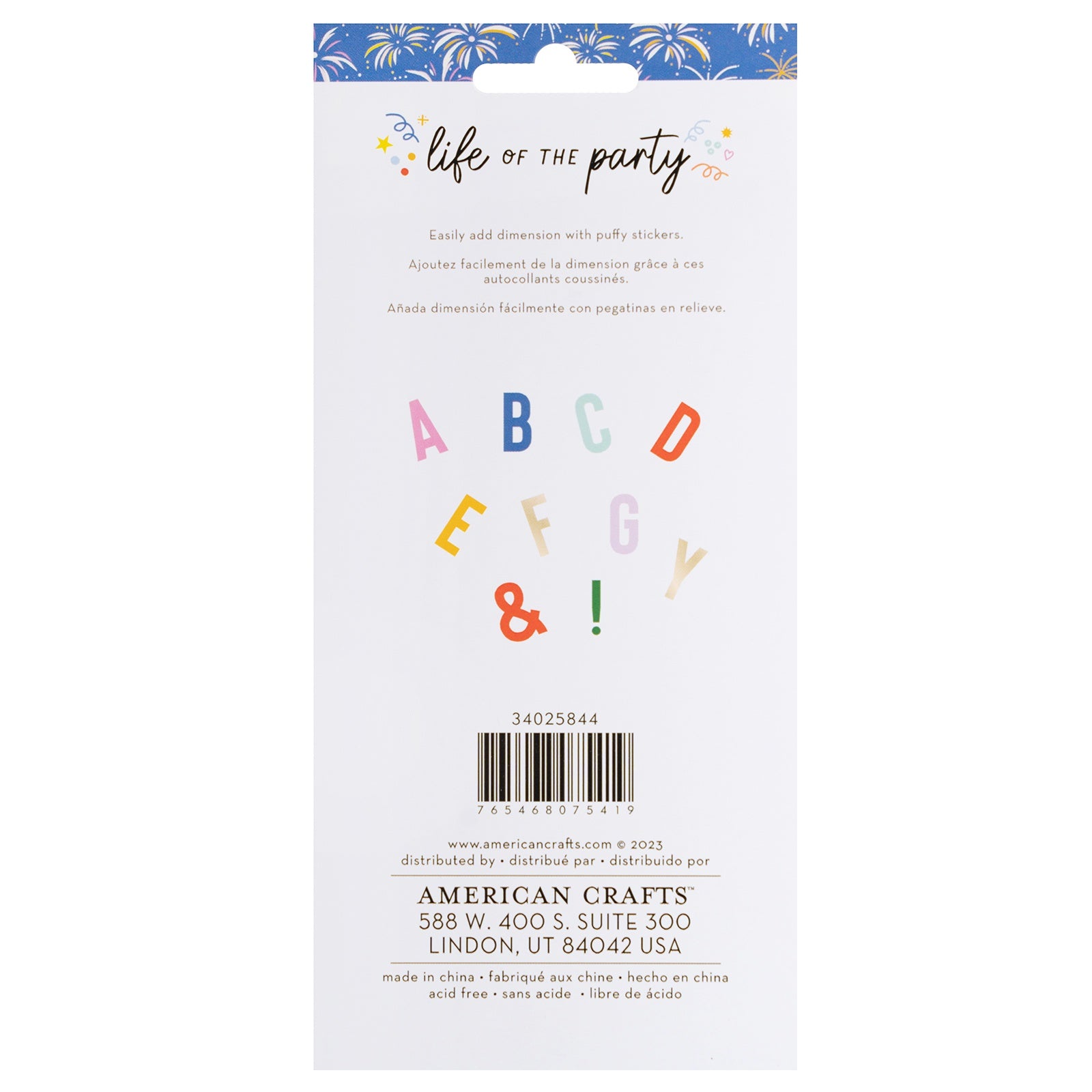 American Crafts Life Of The Party Puffy Stickers - Gold Foil Alpha, 136 stickers