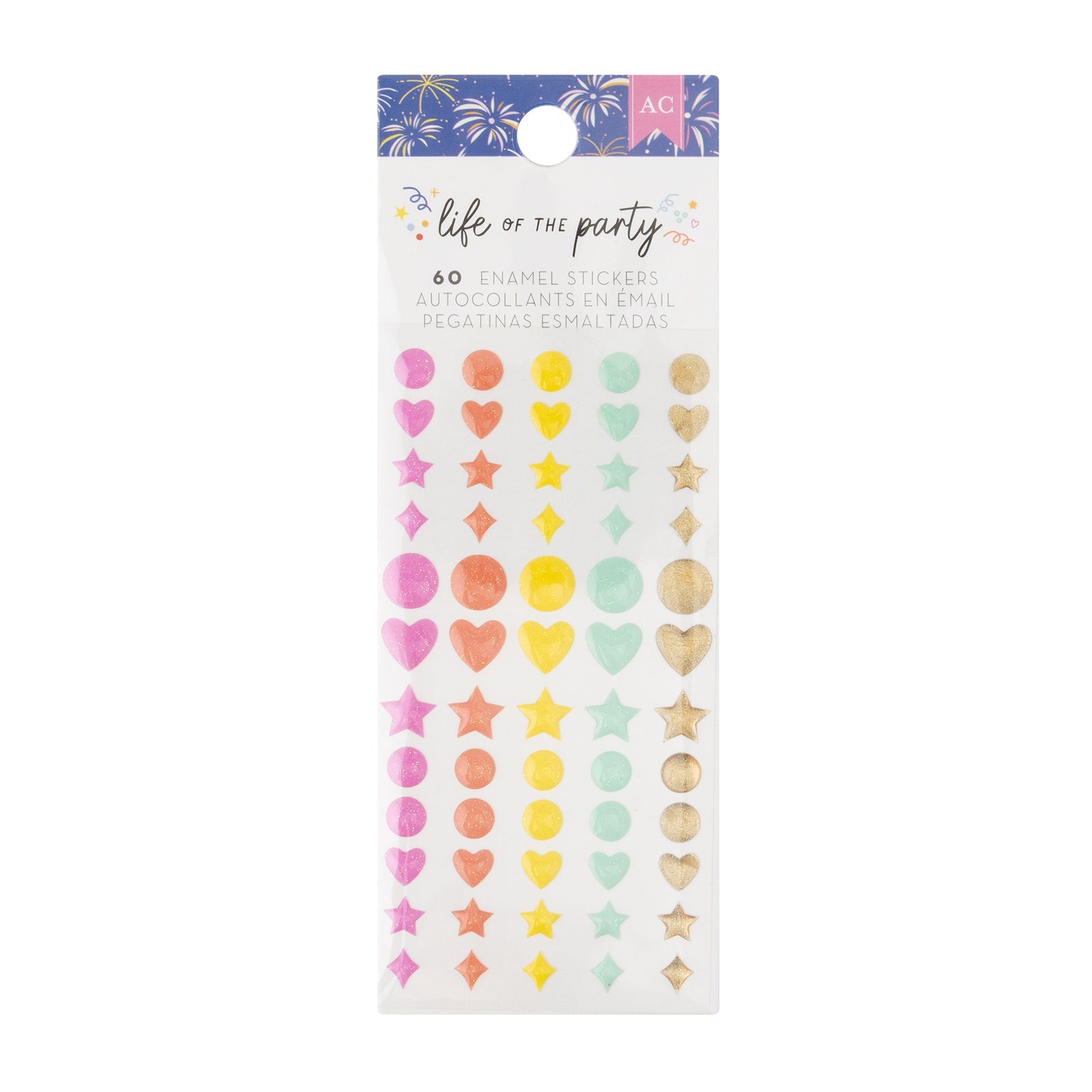 American Crafts Life Of The Party Enamel Dots - Iridescent Glitter,  60 Pieces