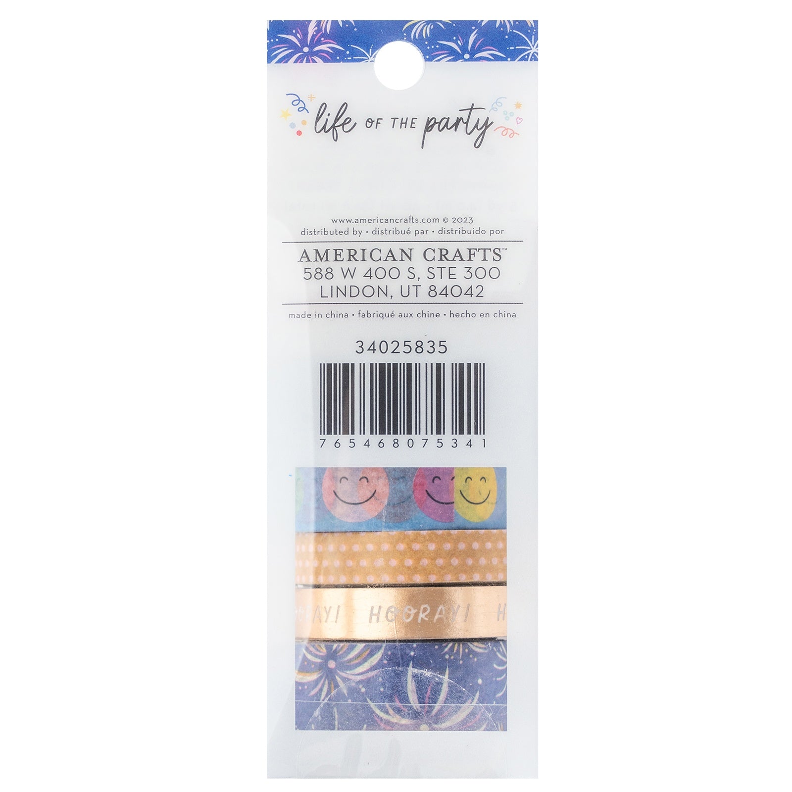 American Crafts Life Of The Party Washi Tape - Gold Foil, 8 pack