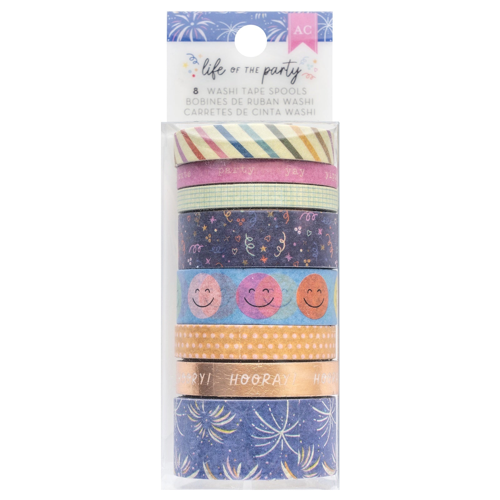 American Crafts Life Of The Party Washi Tape - Gold Foil, 8 pack