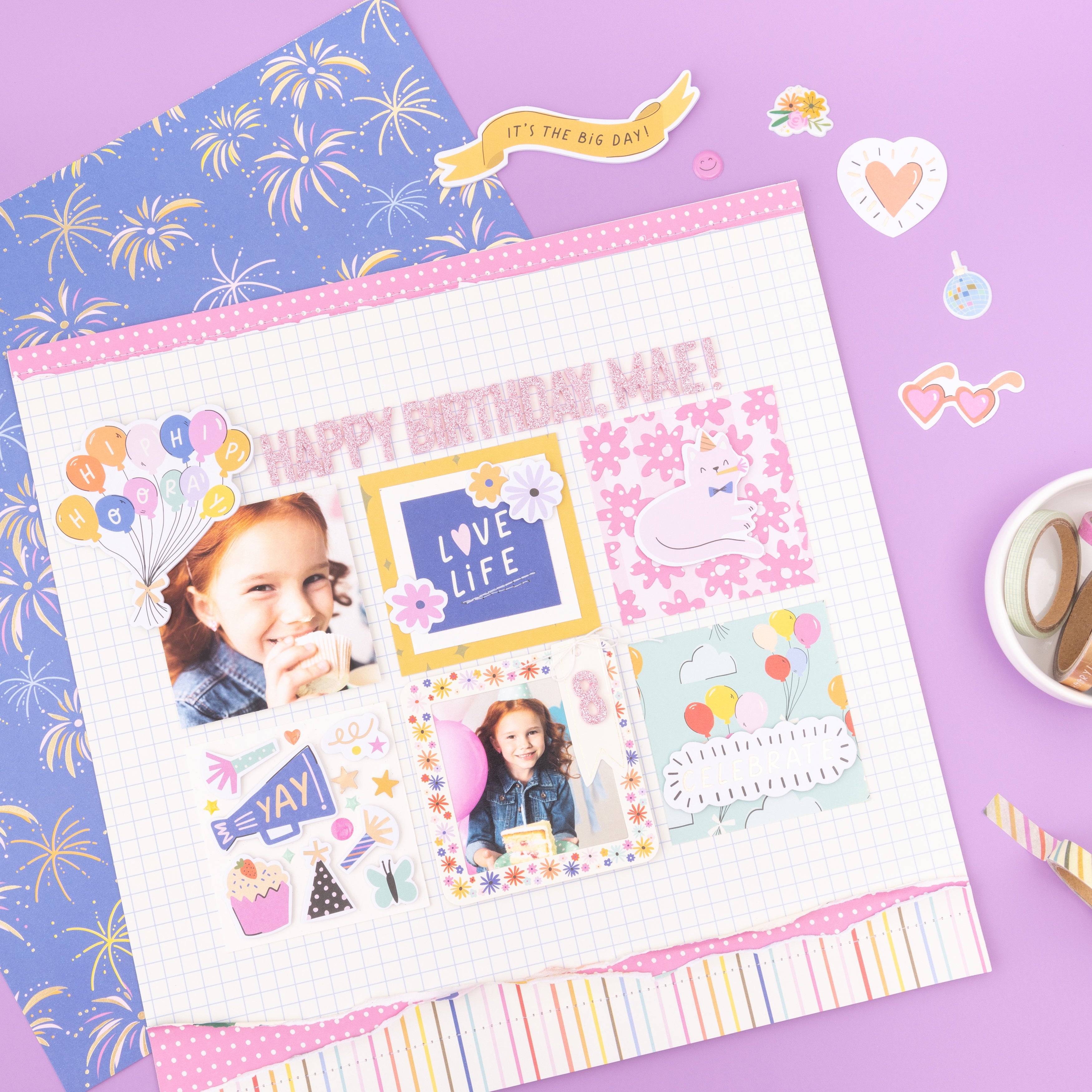 American Crafts Life Of The Party Washi Tape - Gold Foil, 8 pack