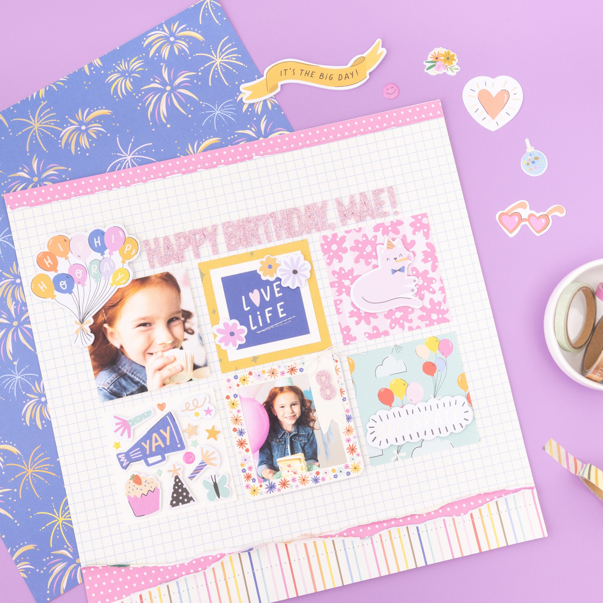 American Crafts Life Of The Party Washi Tape - Gold Foil, 8 pack