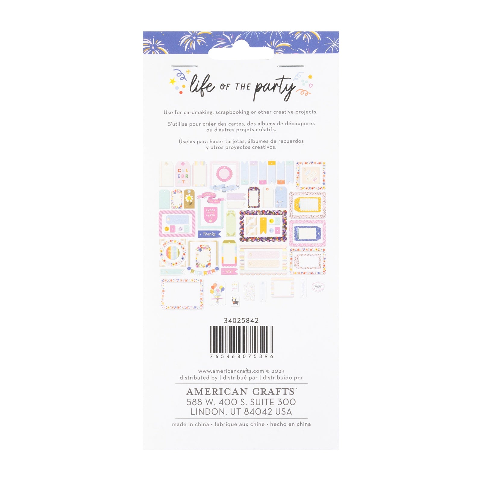 American Crafts Life Of The Party Ephemera Die Cuts - Frames And Tags, Gold Foil,  66 Pieces