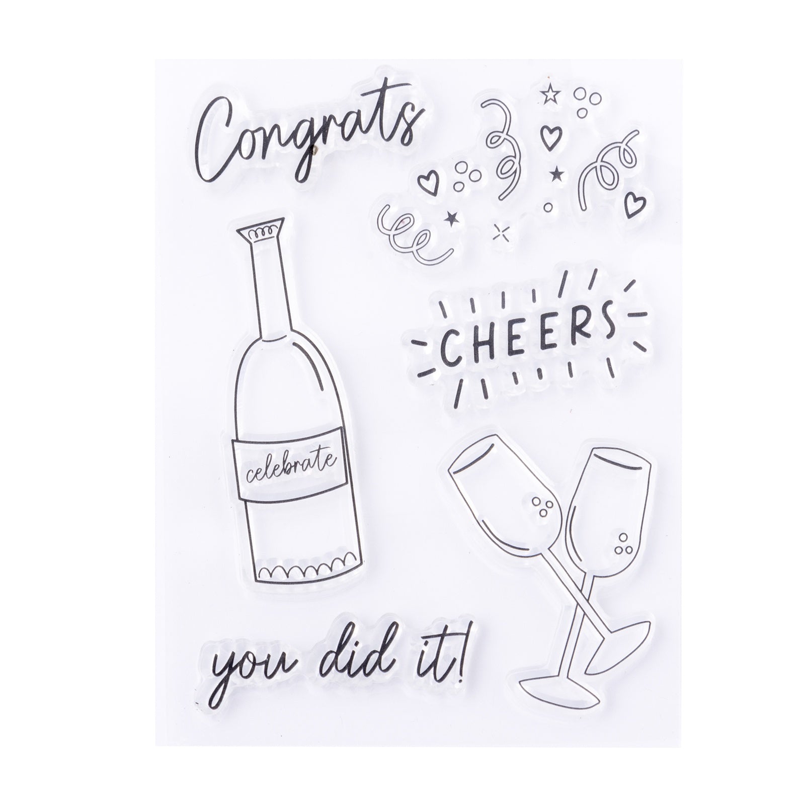 American Crafts Life Of The Party Clear Stamps - 6 Pack