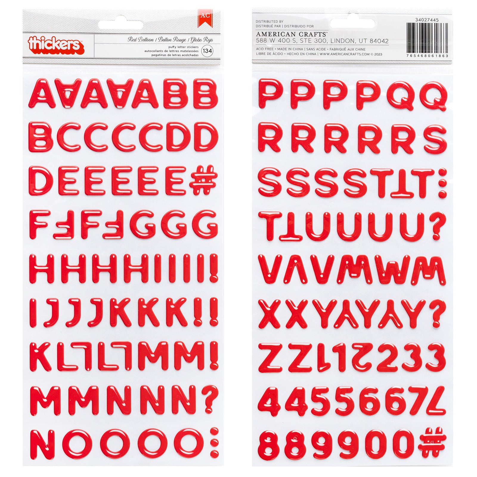 Cutie Pie Thickers Glossy and Puffy Alphabet Stickers - 97 pcs