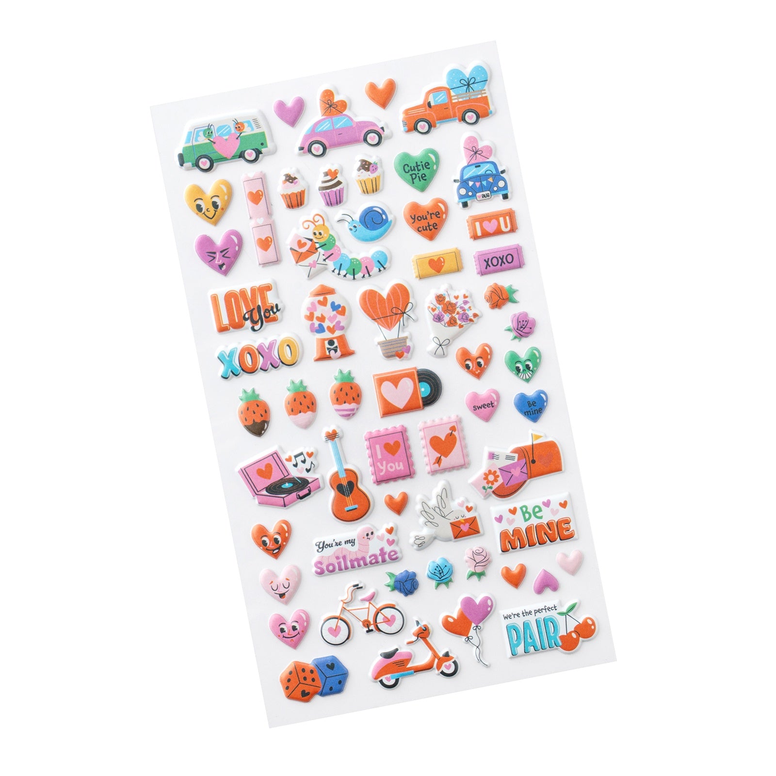 American Crafts Cutie Pie Puffy Stickers - Icons - Iridescent Foil,  57 Pieces