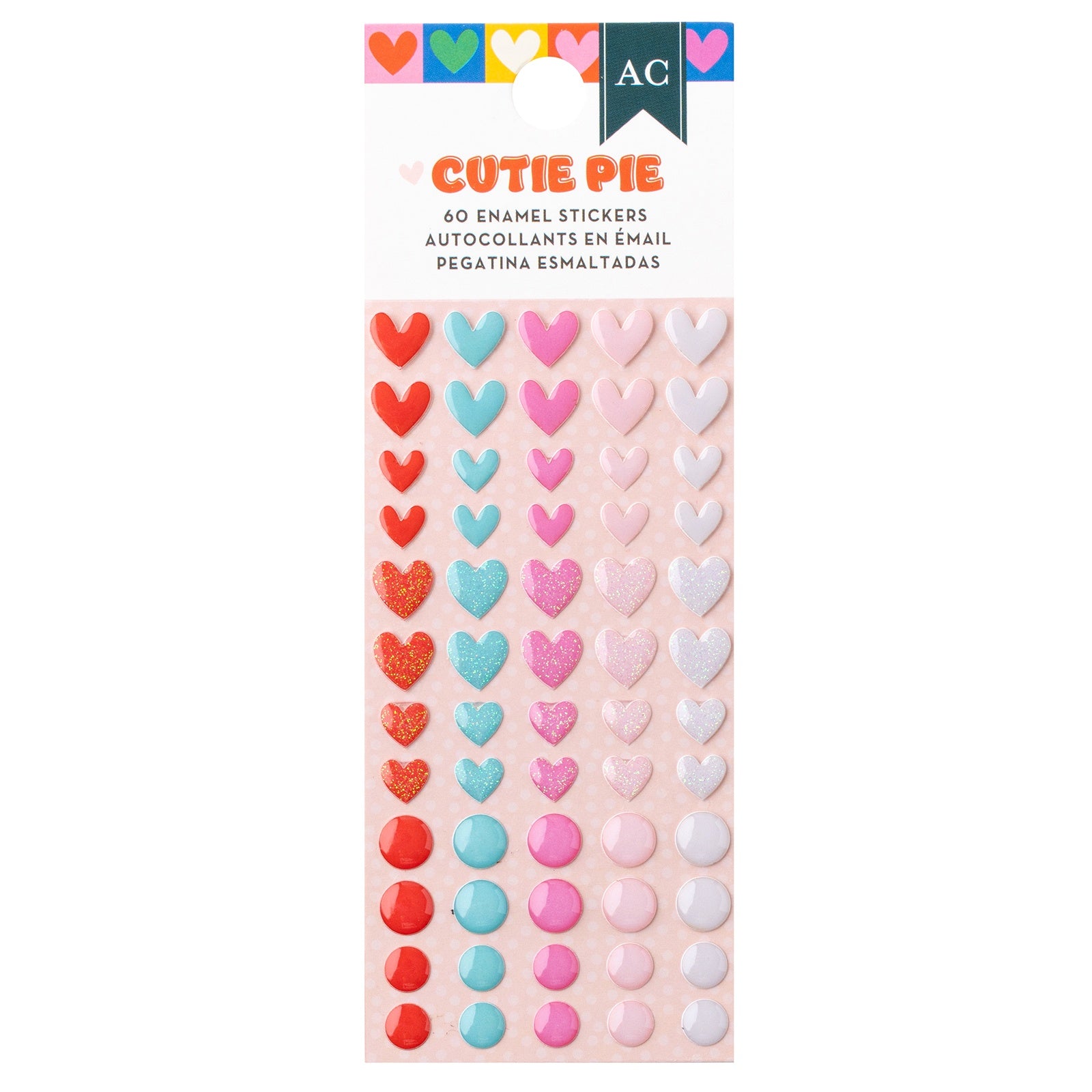 American Crafts Cutie Pie Enamel Dot Stickers - Iridescent Glitter,  60 Pieces