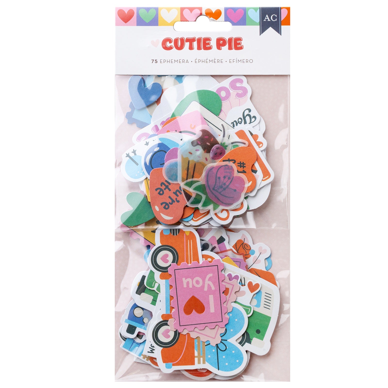 American Crafts Cutie Pie Ephemera Die Cuts - Icons - Iridescent Foil, 75 Pieces