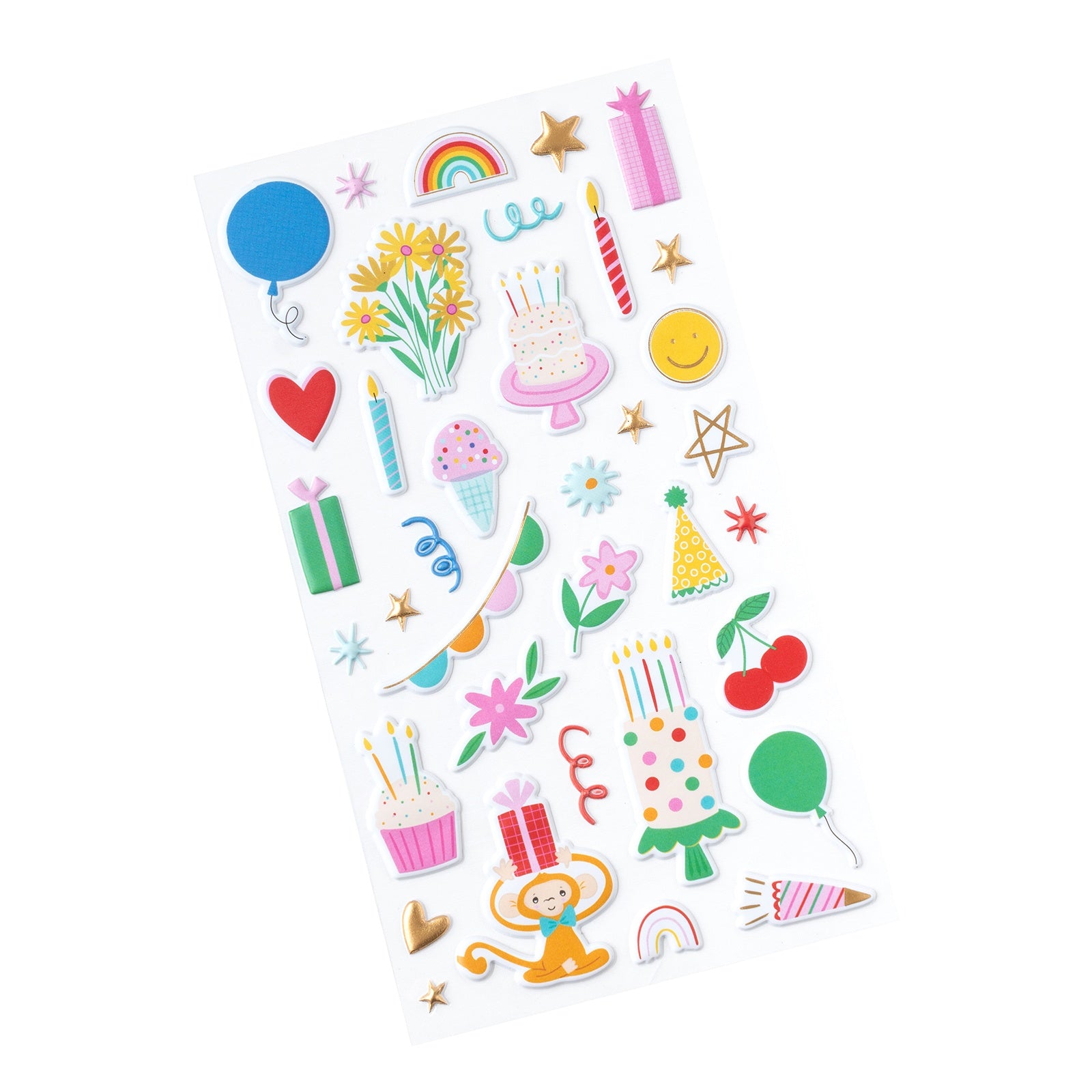 Pebbles All The Cake Puffy Stickers - Icons - Foil Accents,  36 Pieces