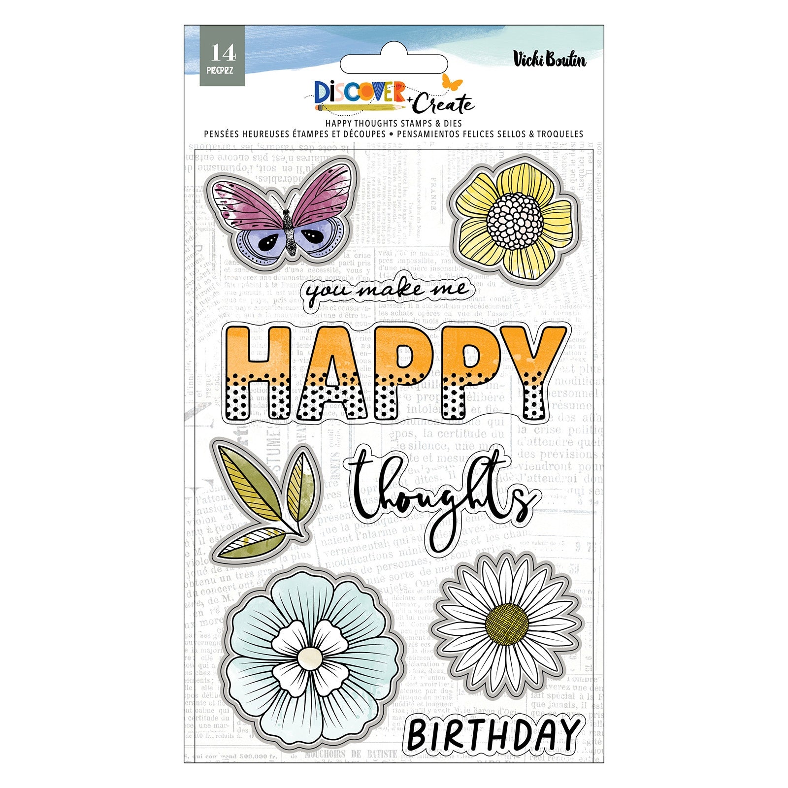 Vicki Boutin Discover + Create Stamp And Die Set - Happy Thoughts