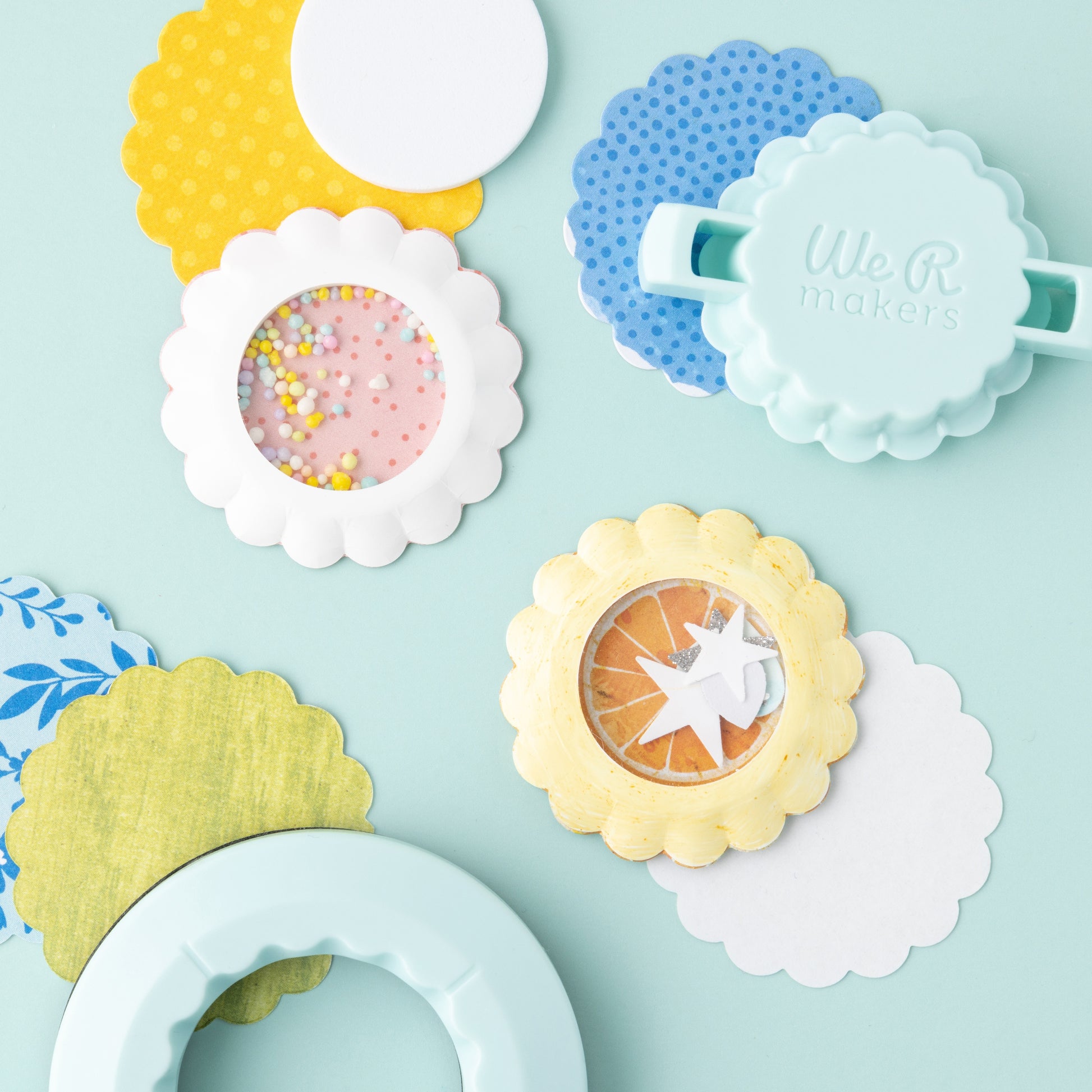 We R Scallop Circle Button Press Insert and Sticker/Shaker Refills